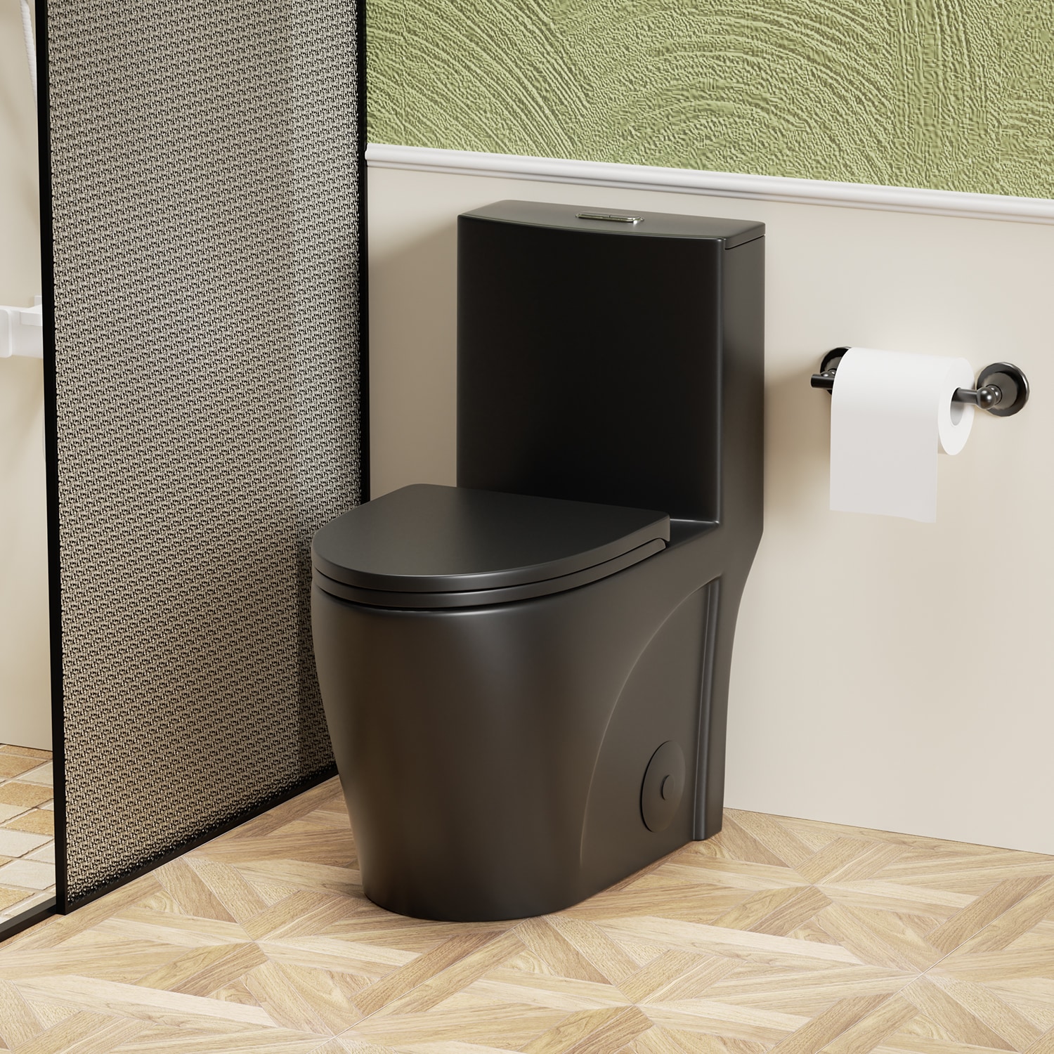 LUXEYARD - 1.6 GPF Tornado Flush One Piece Toilet for bathrooms Siphonic S trap 12 inch Elongated...