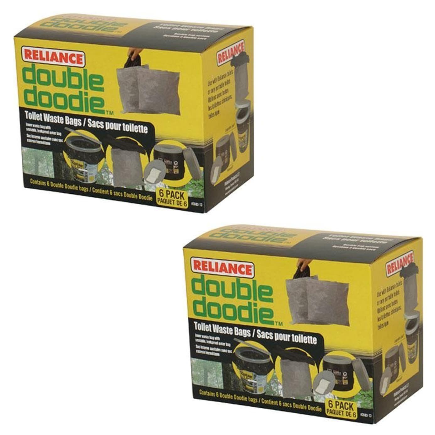 Amazoncom Reliance Products 268303 Double Doodie Toilet Waste Bags  6Pack Black  Sports  Outdoors