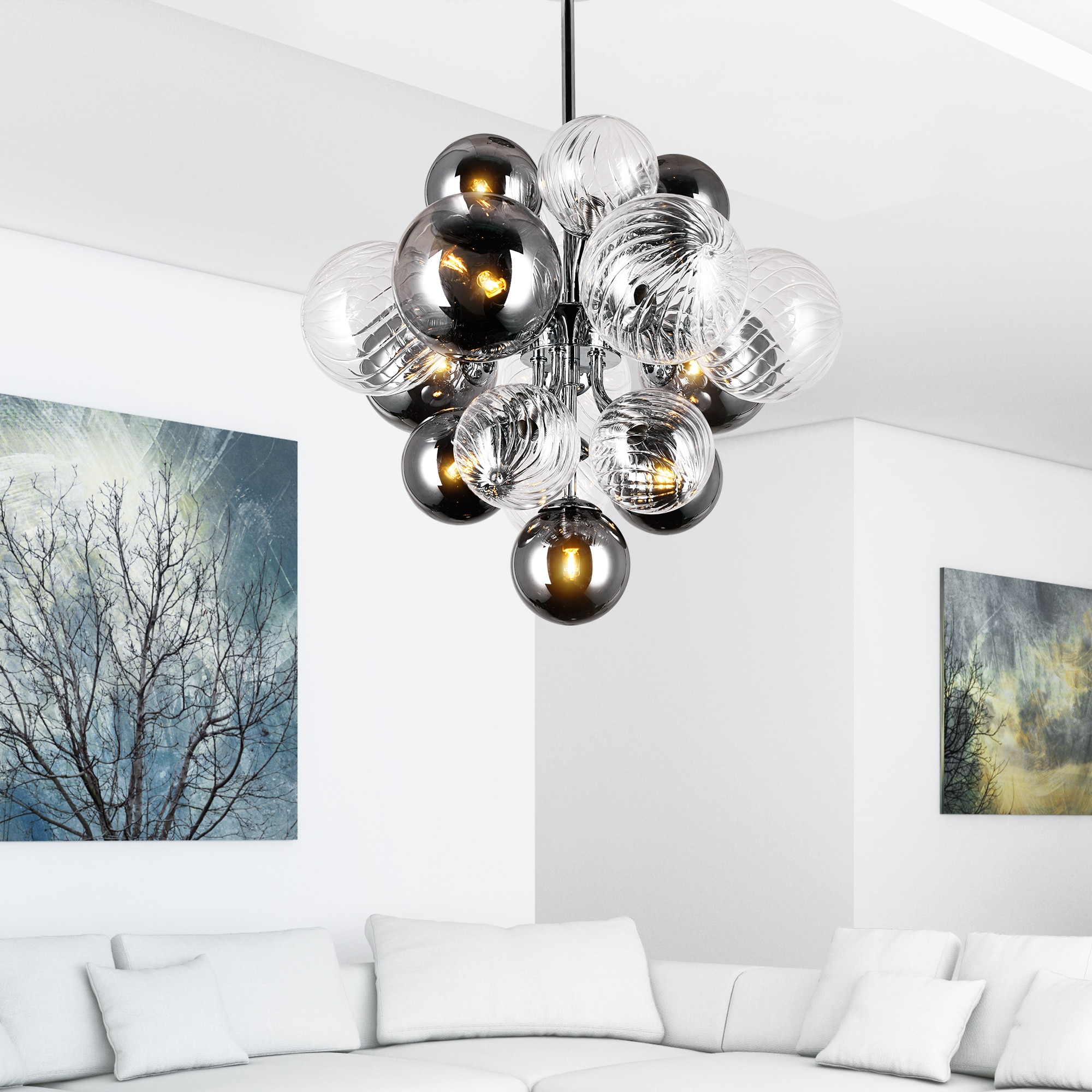 CWI Lighting 1205P16-8-601 Pallocino 8 -Light Multiple finishes Chrome Modern/contemporary For Use in Bathrooms, Bedrooms, Dining Rooms, Foyers, Kitchens, Living Rooms Chandelier