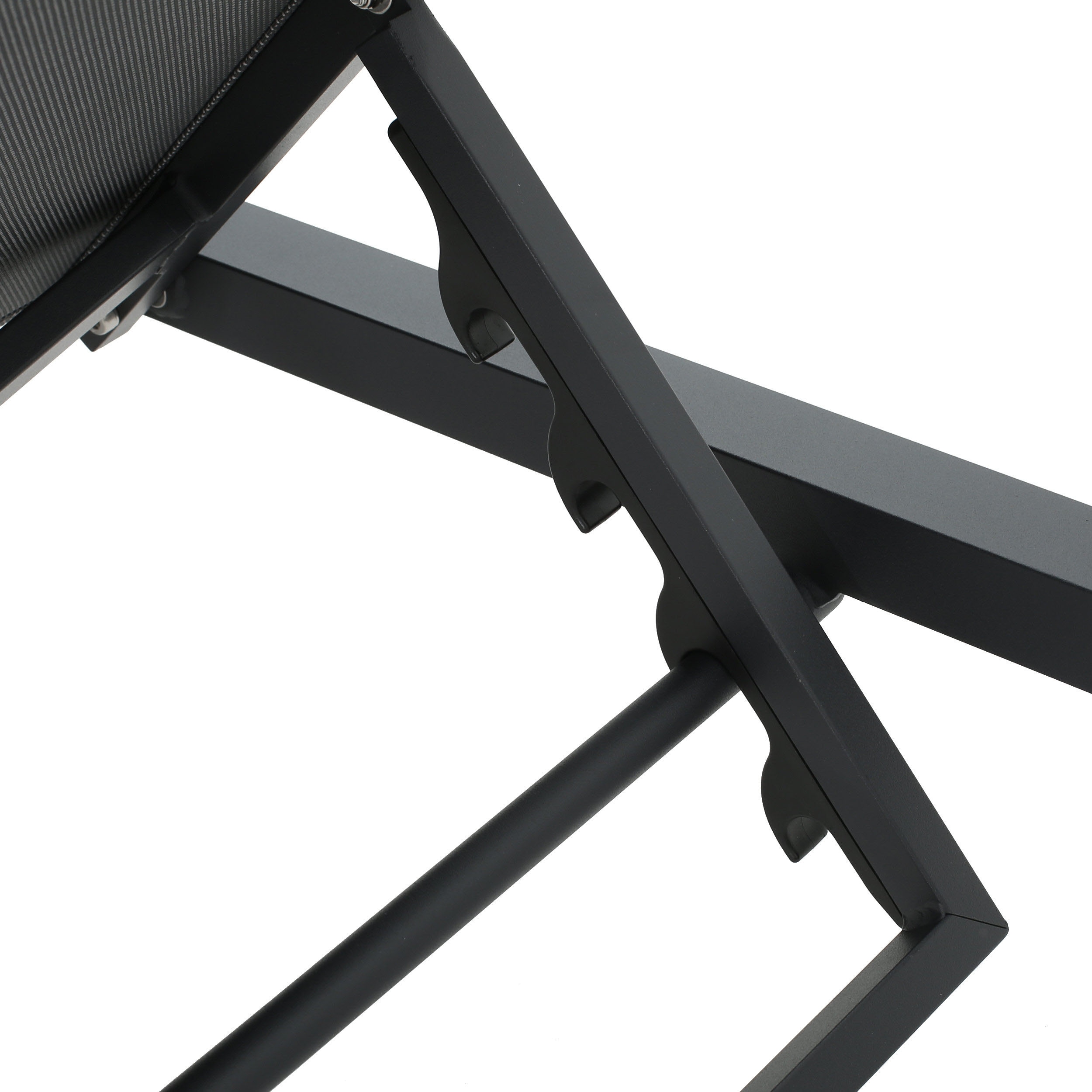 Dark Gray and Black Aluminum Chaise Lounge with Cushions