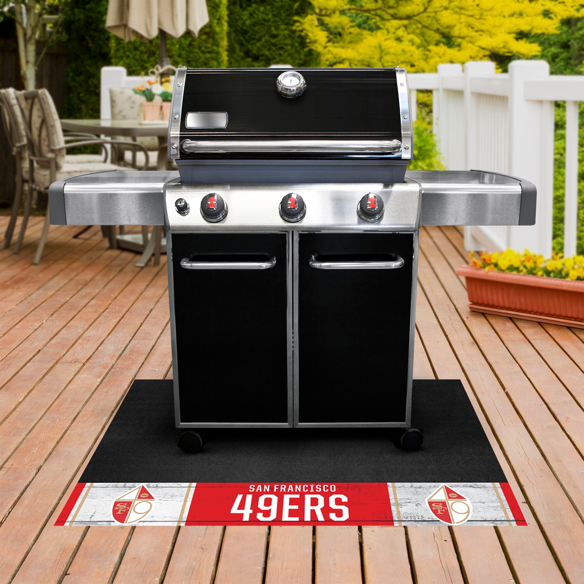 FANMATS 32664 San Francisco 49ers Grill Mat Black Vinyl Rectangular Grill Mat