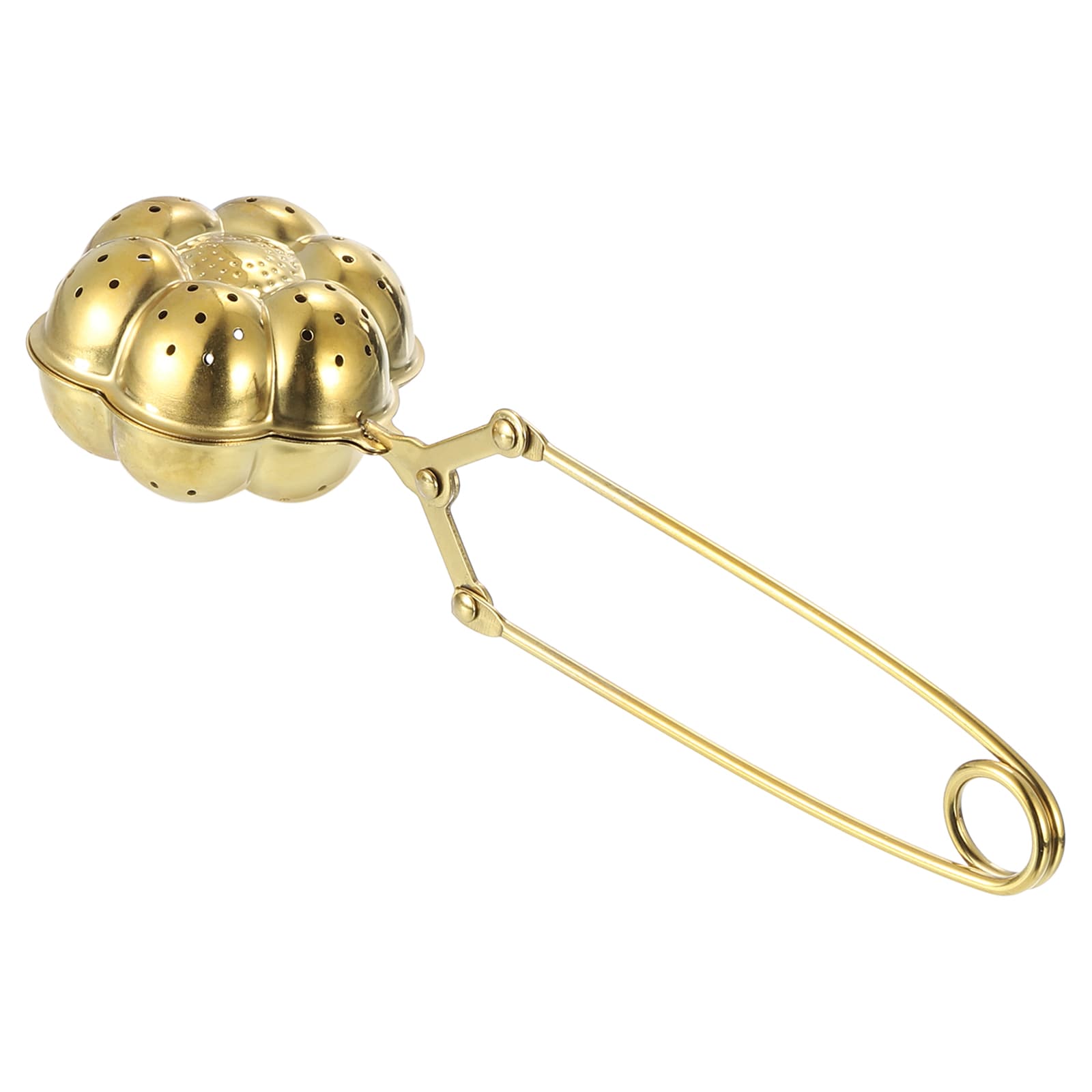 Unique Bargains Pumpkins Snap Tea Ball Infuser with Handle Loose Tea Steeper Stainless Steel Tea Strainer for Brew Loose Leaf Tea Gold #S26020200UX7009