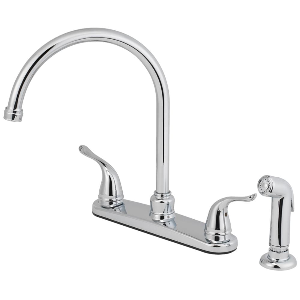 AquaSource Chrome Double Handle High-arc Kitchen Faucet with Sprayer ...