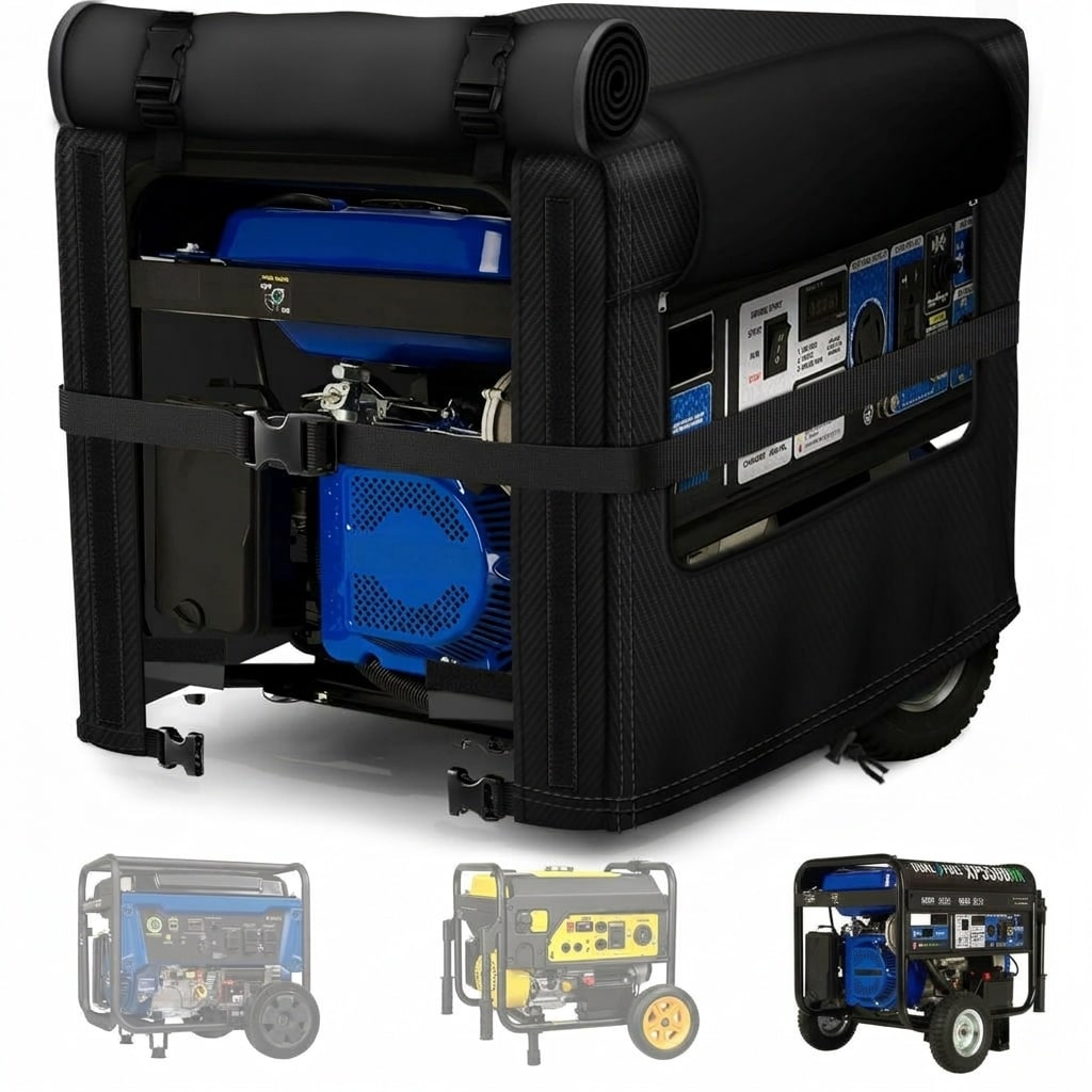 Misopily  Generator Cover 900D Waterproof Fabric Fits 5000 to 13000 Watt Generators Windproof Strap Buckles UV Resistant All Weather Protection