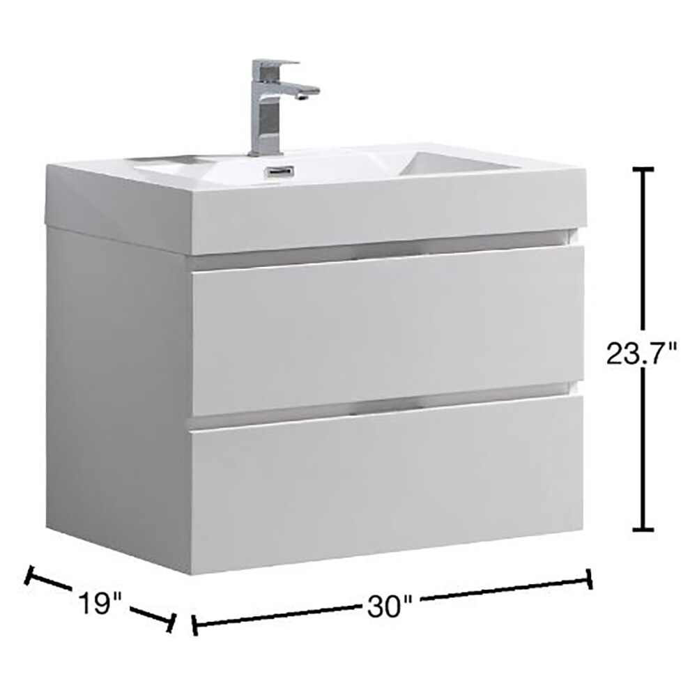 Fresca Valencia 30-in Glossy White Single Sink Floating Bathroom Vanity ...
