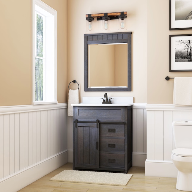 Single Sink Bathroom Vanity, Sliding Barn Door Vanity