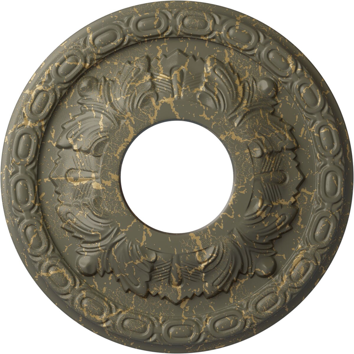 Ekena Millwork CM11LFWHC Leaf 11.375-in W x 11.375-in L Painted Witch Hazel Crackle Polyurethane Whole Ceiling Medallion