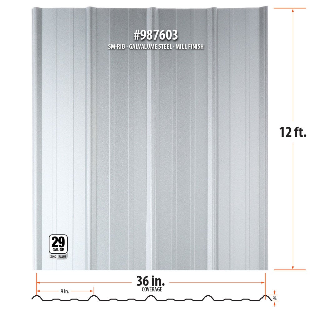 Gibraltar Building Products 3.125Feet x 12Feet Ribbed Stainless Steel