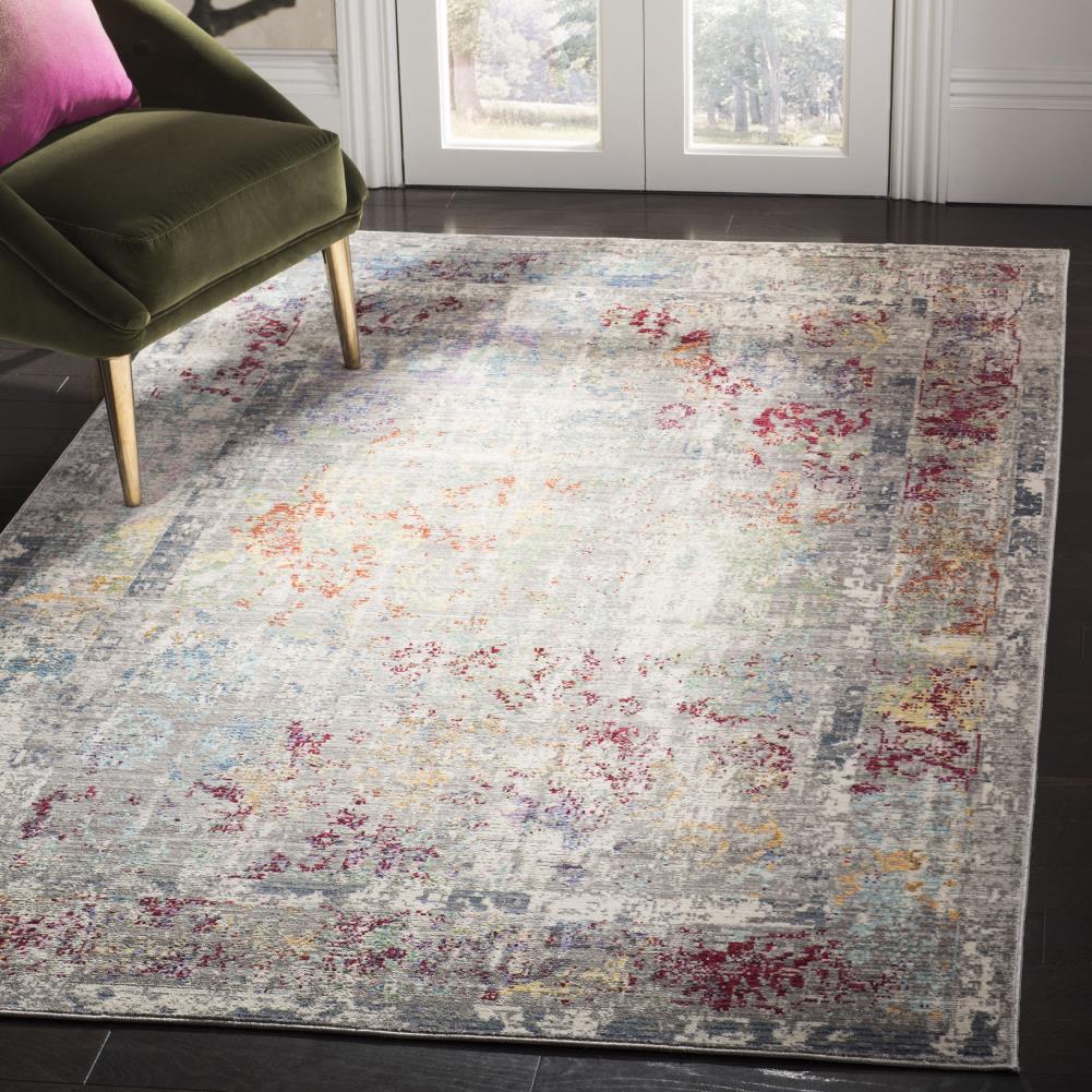 Mystique Gray Abstract Synthetic Kids Reversible Rug 4' x 6'