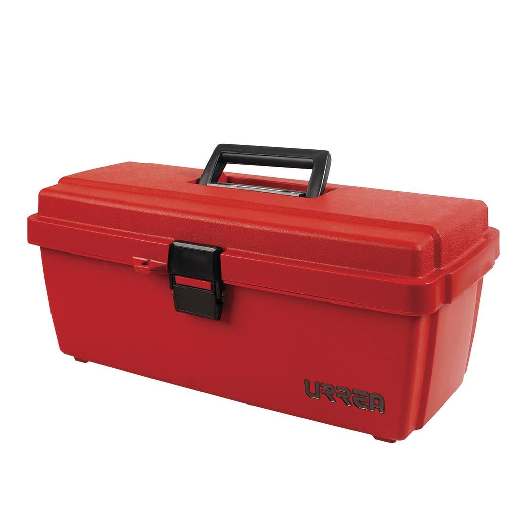 MAXPOWER Small Tool Box, 14-inch Plastic Tool Boxes with Handle, Removable  Tray with Dual Lock Secured, Red Toolbox for Home