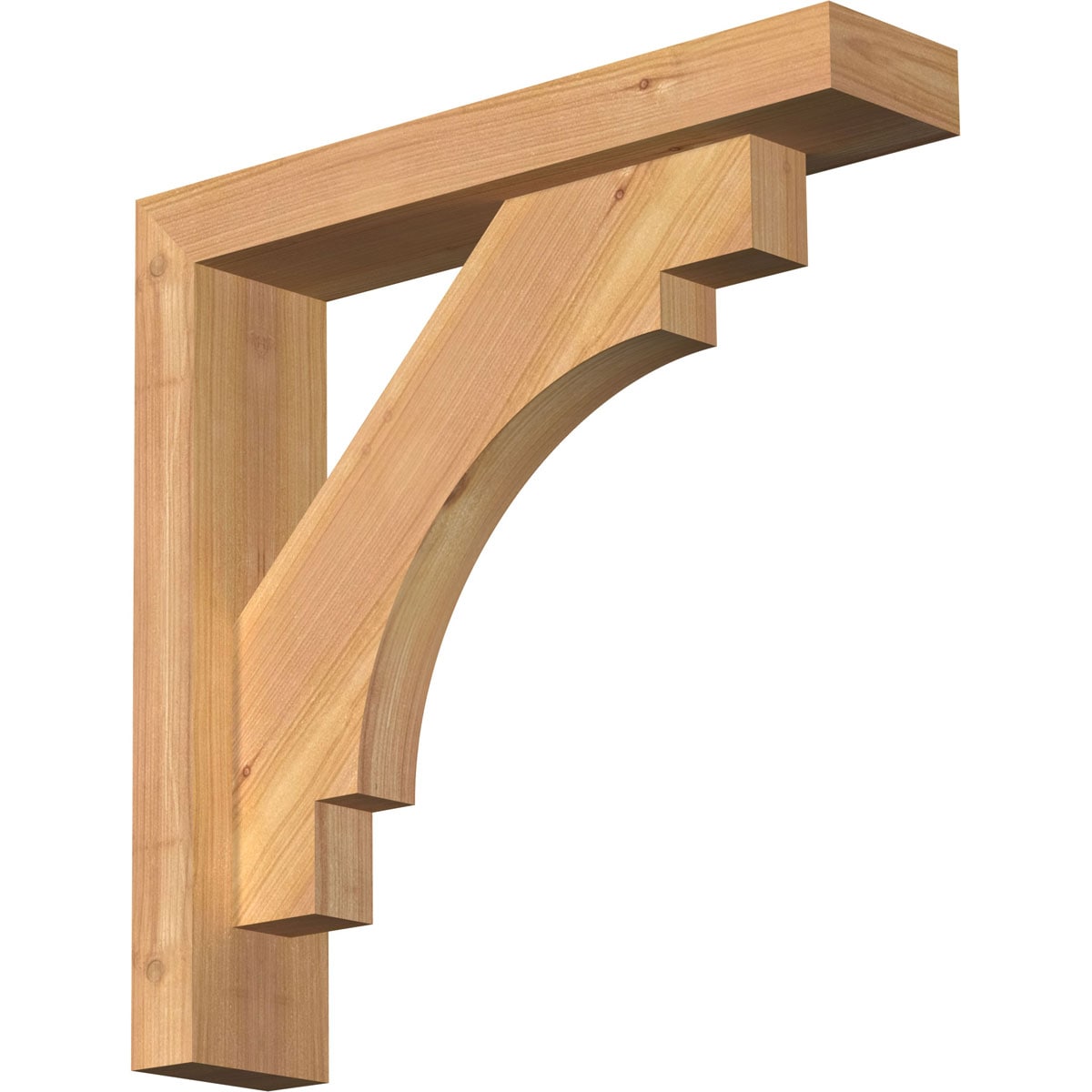 Ekena Millwork 1463108 Merced Block Smooth Bracket with Offset Brace 3-1/2-in x 16-in x 16-in Western red cedar Brown Wood Standard bracket
