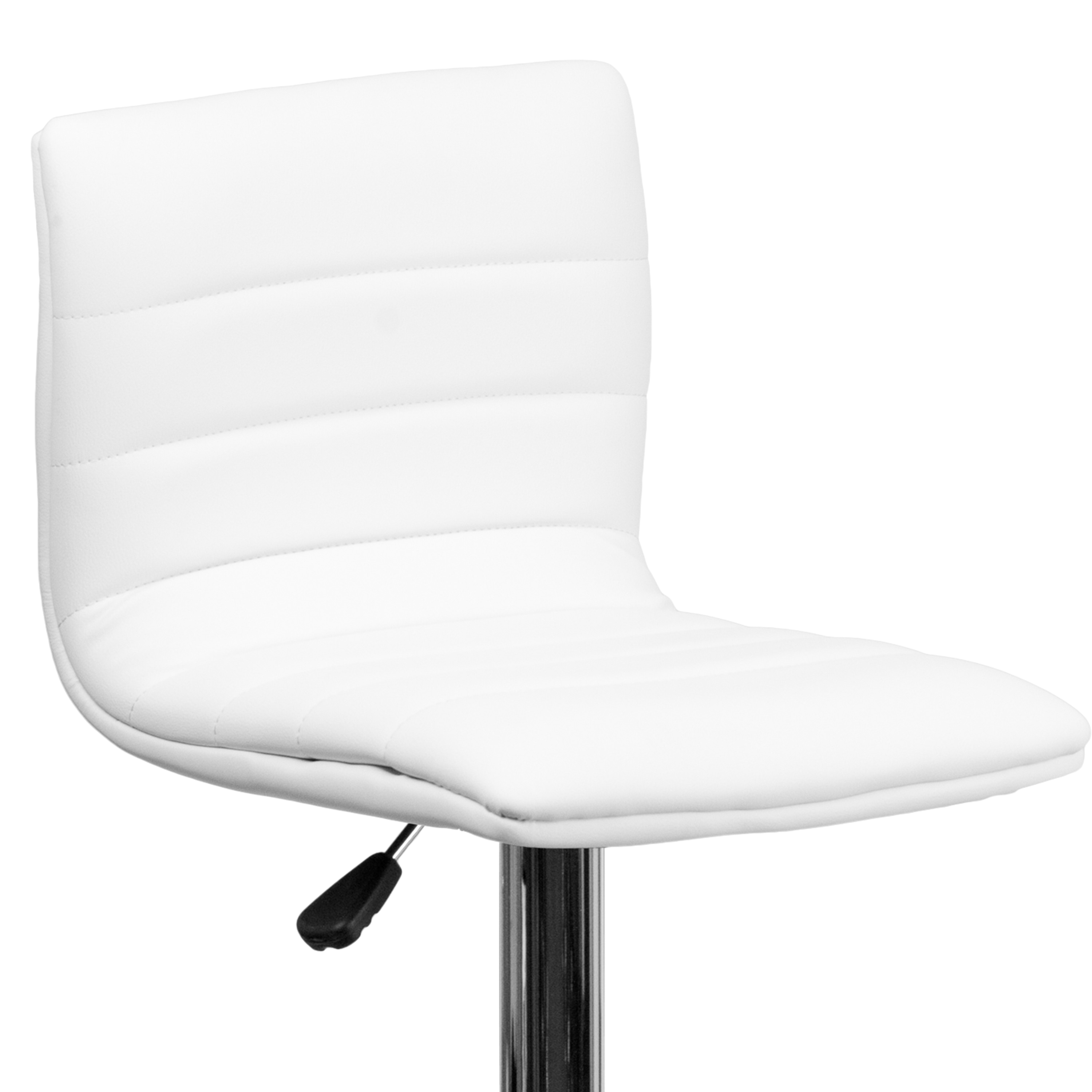 Modern White Vinyl Adjustable Bar Stool with Chrome Base