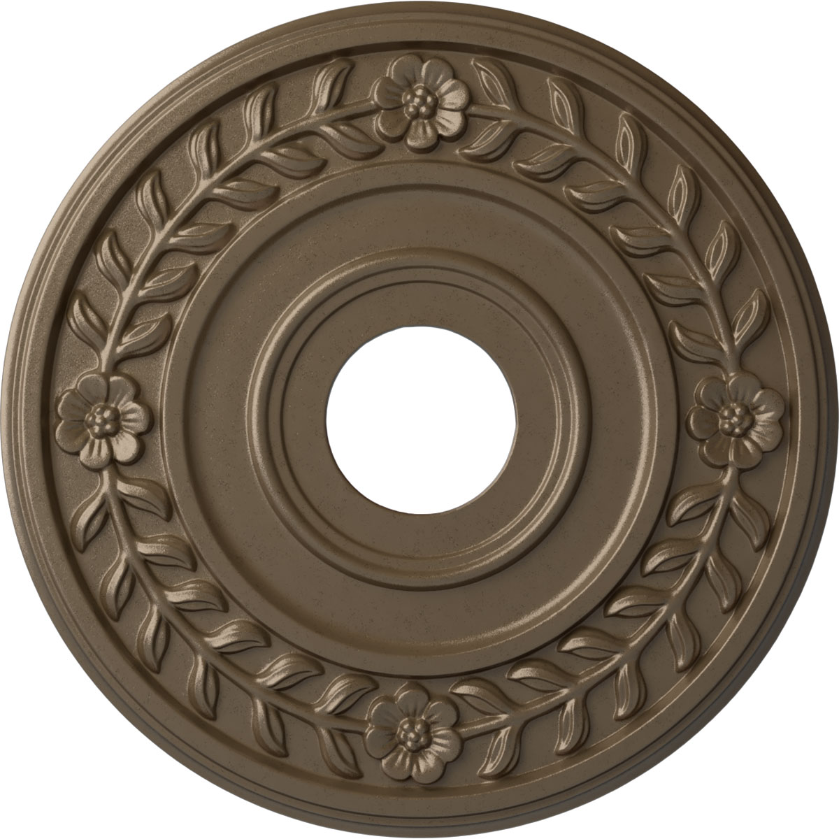 Ekena Millwork CM16WRWSS Wreath 16.25-in W x 16.25-in L Painted Warm Silver Polyurethane Whole Ceiling Medallion