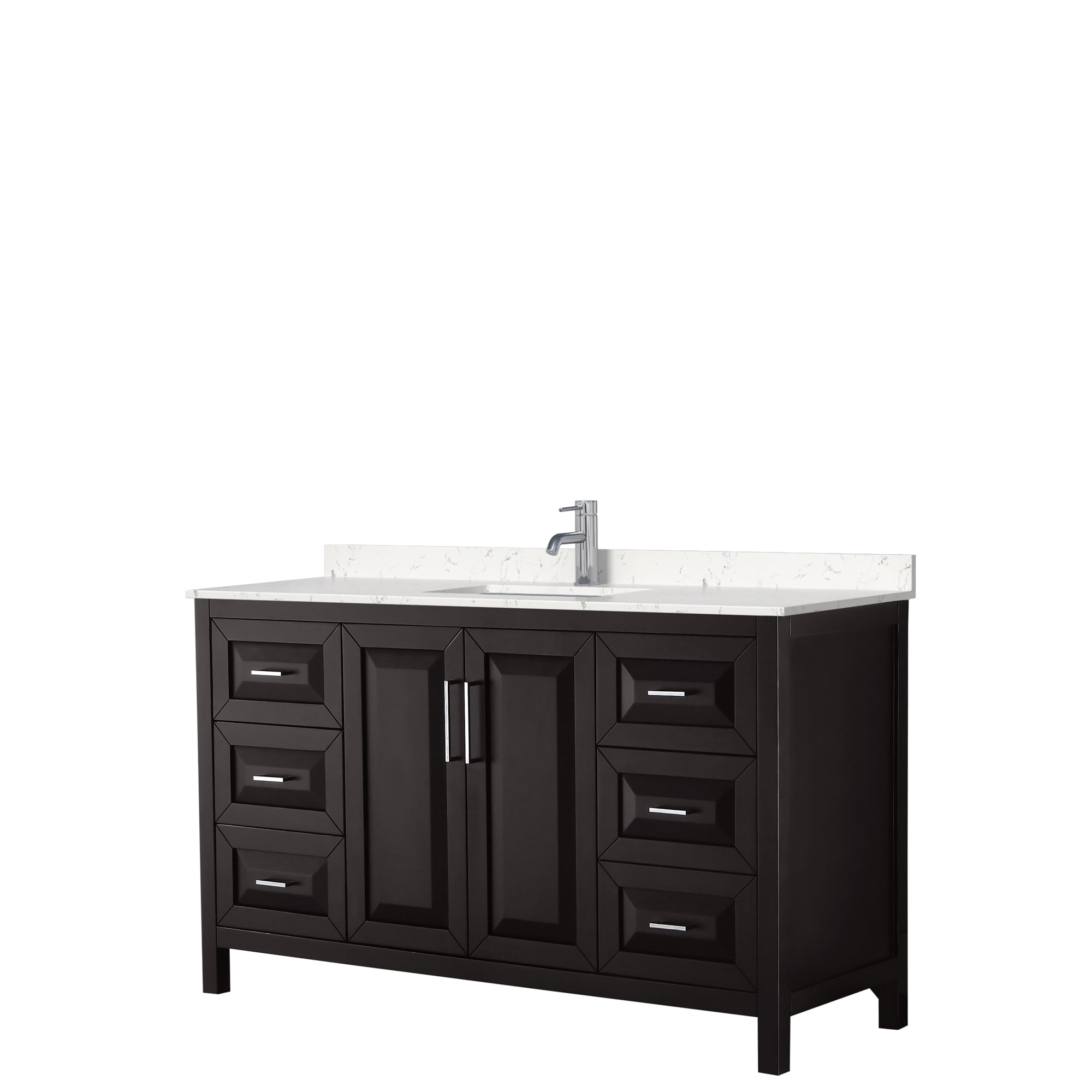 Wyndham Collection WCV252560SDEC2UNSMXX Daria 60-in Dark Espresso with Polished Chrome Trim Undermount Single sink Bathroom Vanity with Carrara Cultured Marble Cultured marble Top