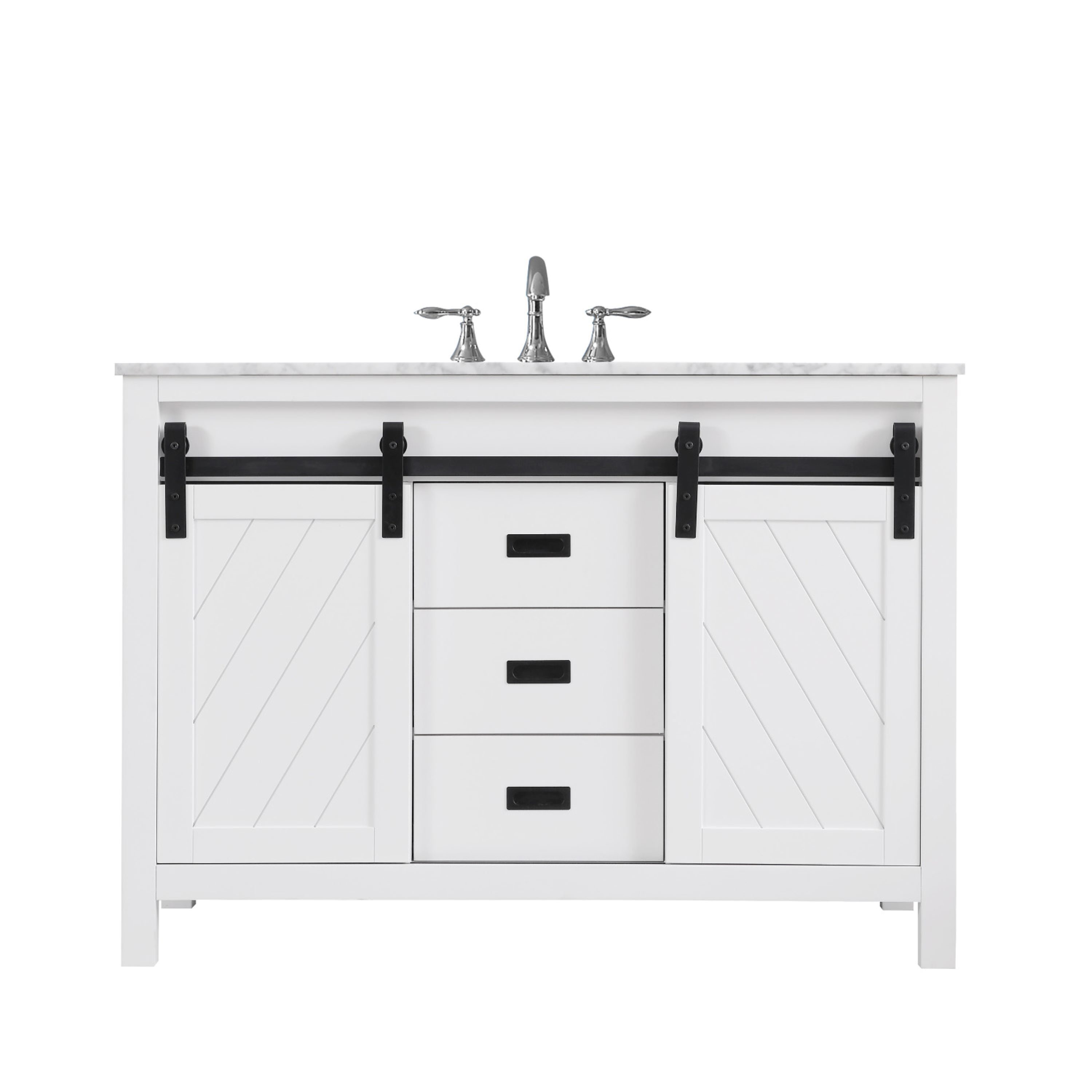 Altair 536048-WH-CA-NM Kinsley 48-in White Undermount Single sink Bathroom Vanity with Carrara White Marble Top