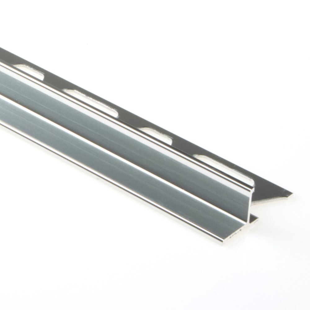 Schluter Systems IN125ACG Indec 0.5-in W x 98.5-in L Polished Chrome Anodized Aluminum Aluminum Tile Edge Trim