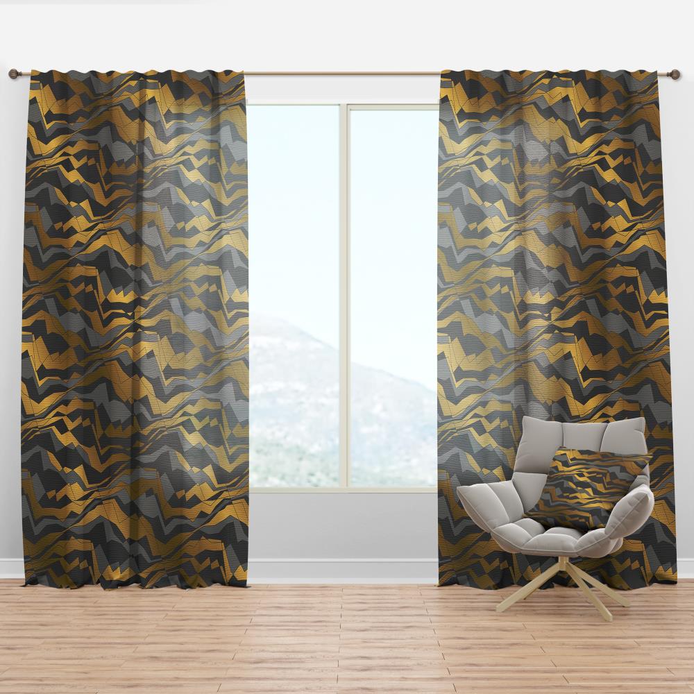 Designart CTN24393-52-63 63-Inches Gold Abstract Room darkening Thermal lined Rod pocket Single curtain panel
