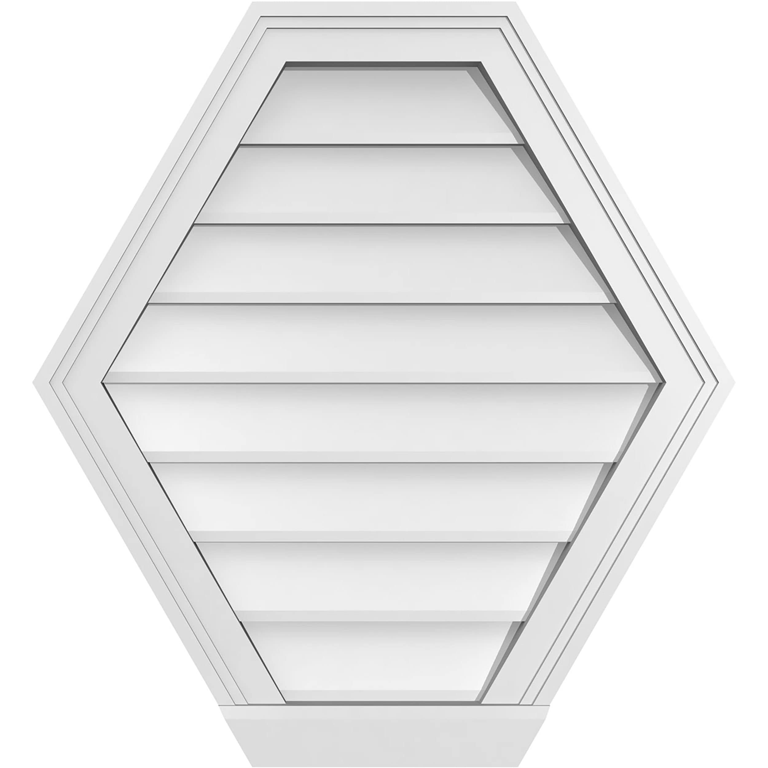 Ekena Millwork GVPHP24X2603SN 24-Inches x 26-Inches Off-white Peaked PVC Gable Louver Vent