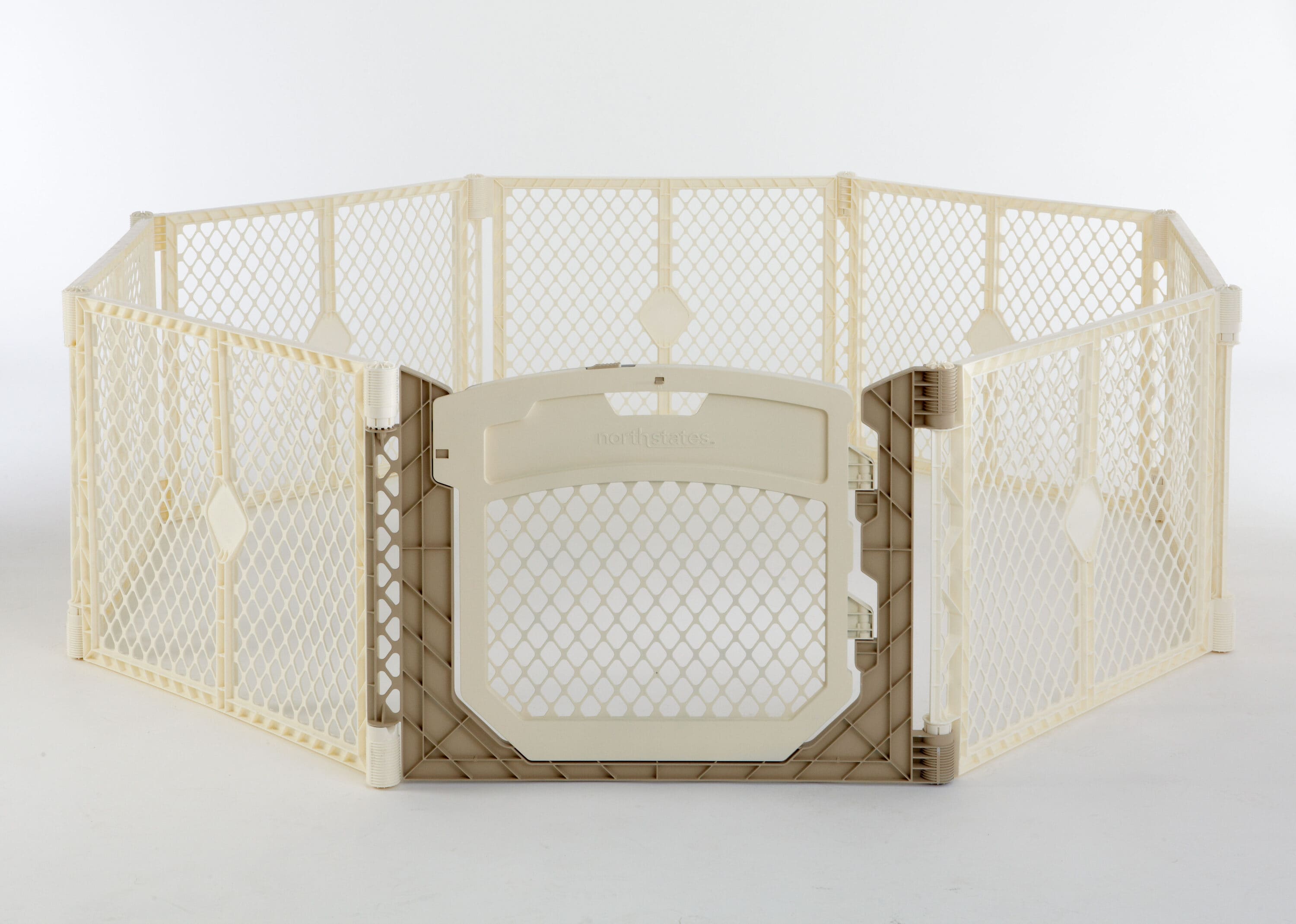 Photo 1 of (MISSING DOOR) Toddleroo by North States 84-in x 26-in Ivory-linen Plastic Safety Play Yard with Gate