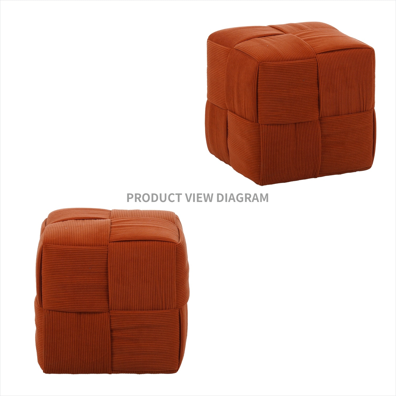 SunJet Single Square Ottoman Foot Rest with Corduroy Woven Design Rich ...