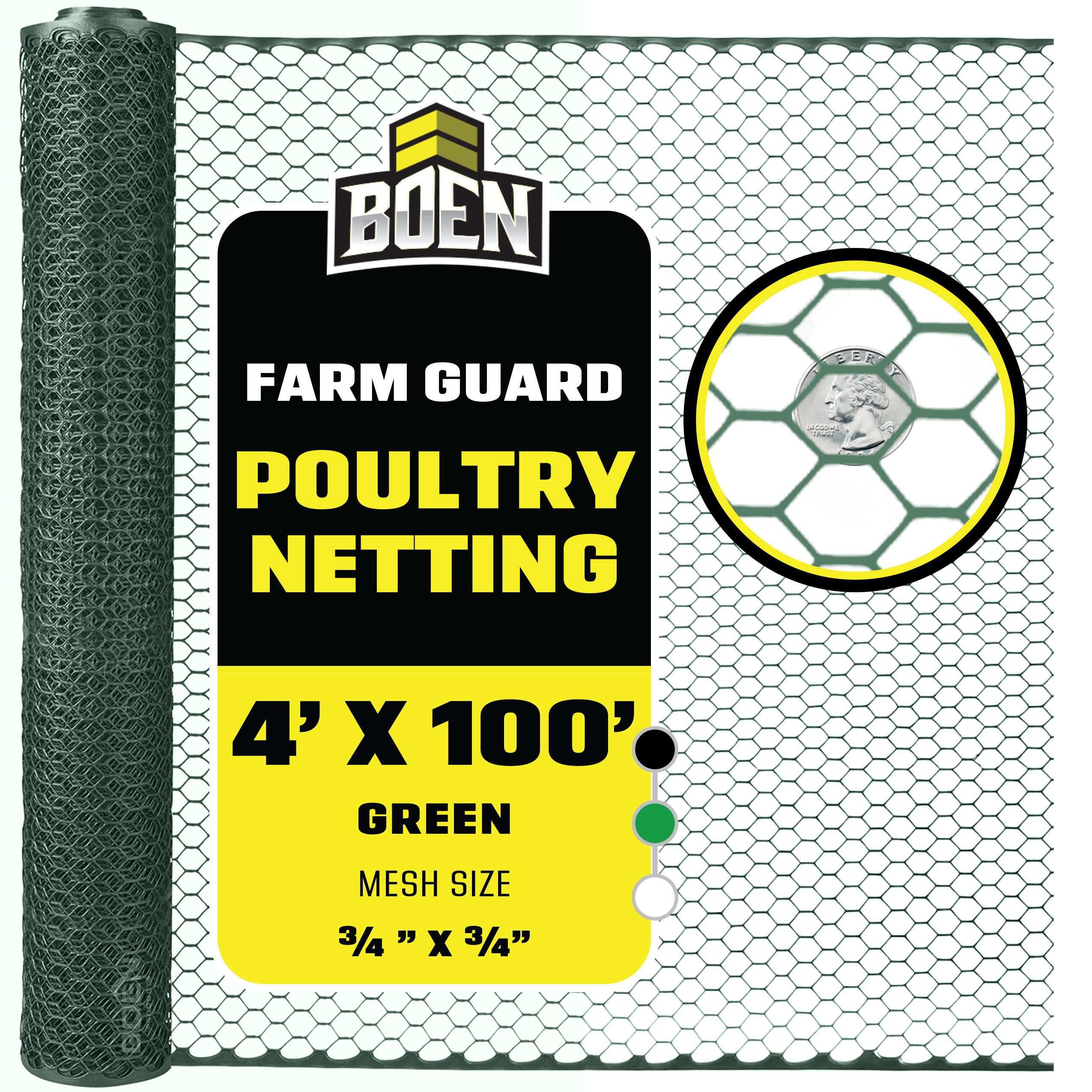 BOEN PL-40010 100-ft x 4-ft 6 -Gauge Green Plastic Extruded mesh Rolled Fencing