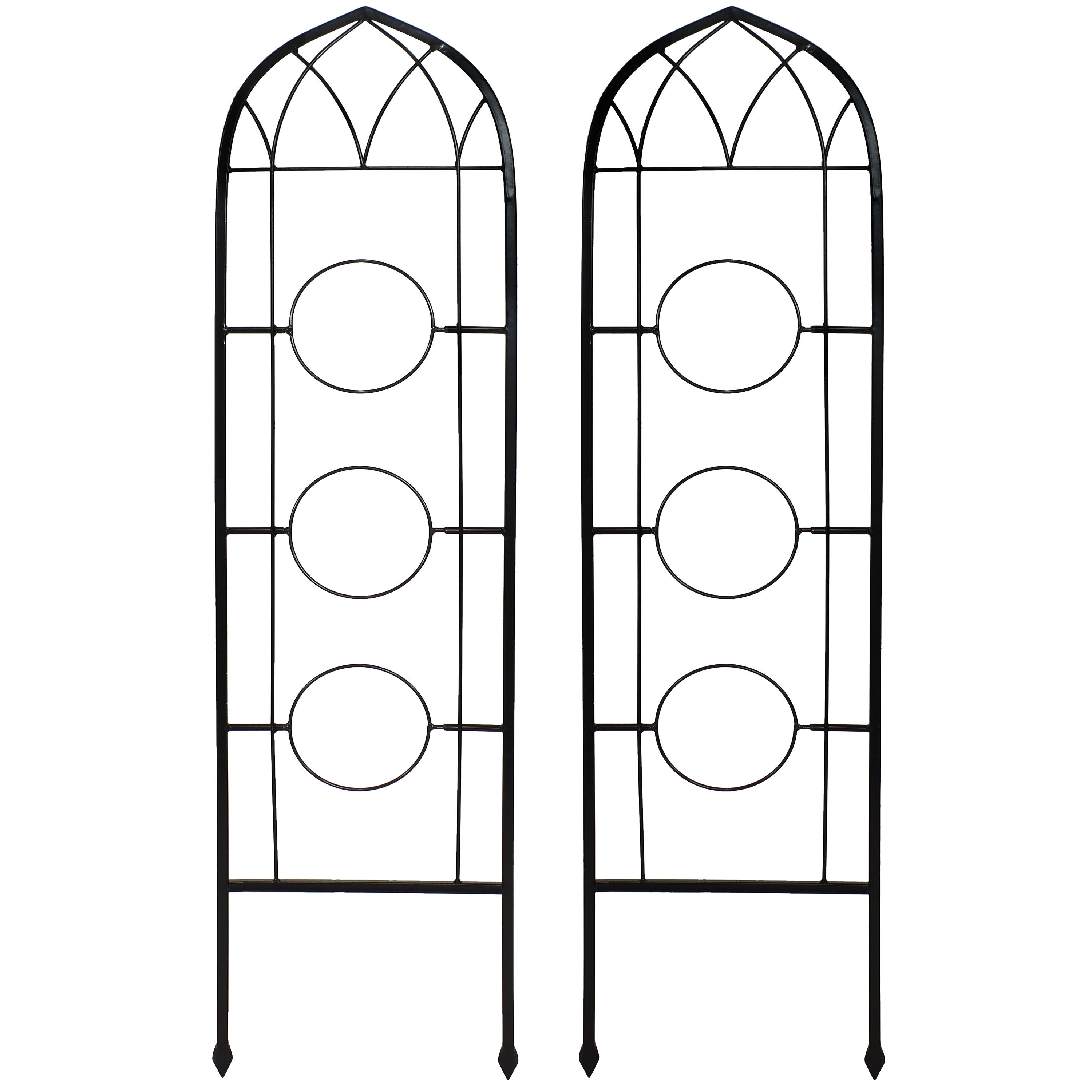 Sunnydaze Decor HBM-017 12 W x 48 H Black Steel Traditional Garden Trellis For Climbing Plants For Cucumbers For Roses For Tomatoes 2 -Pack