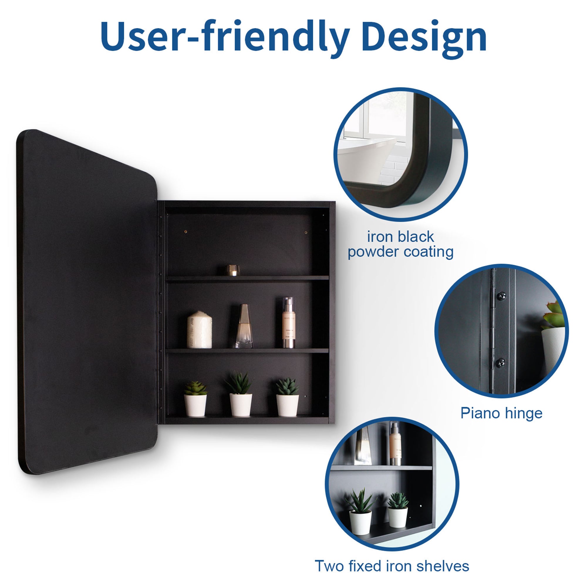 SINOFURN SYD530003BK Bathroom-Medicine-Cabinets - View #5