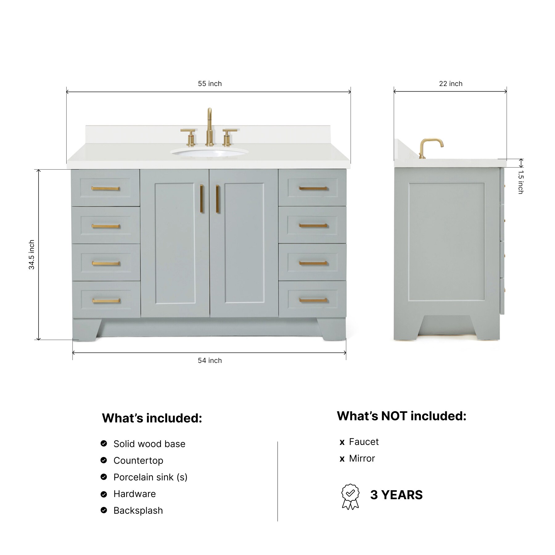 ARIEL Q055SWQOVOGRY Bath-Vanity-Combo - View #3