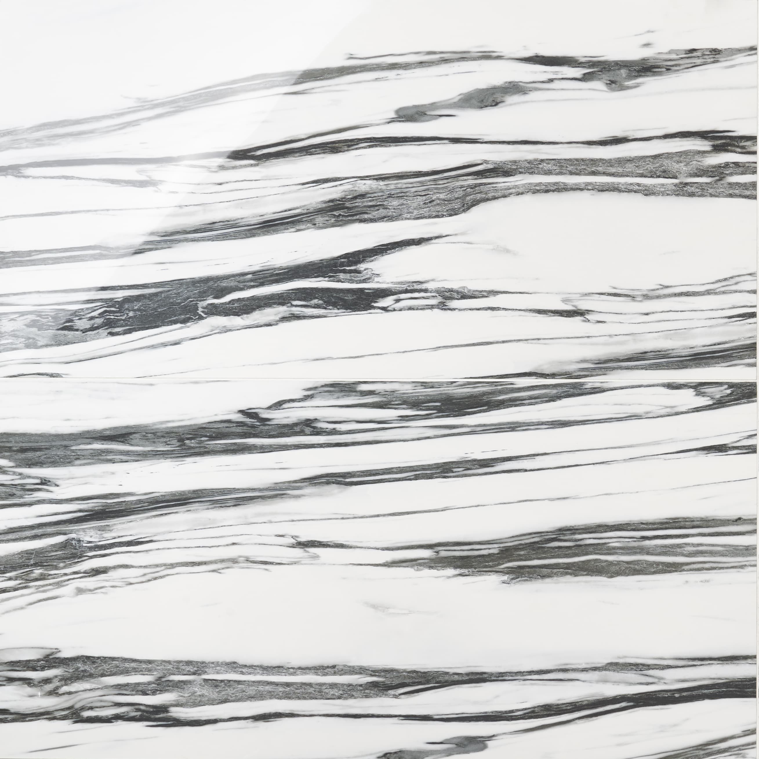 Ink Collection 24x48 Polished Black & White Marble Look Porcelain Tile