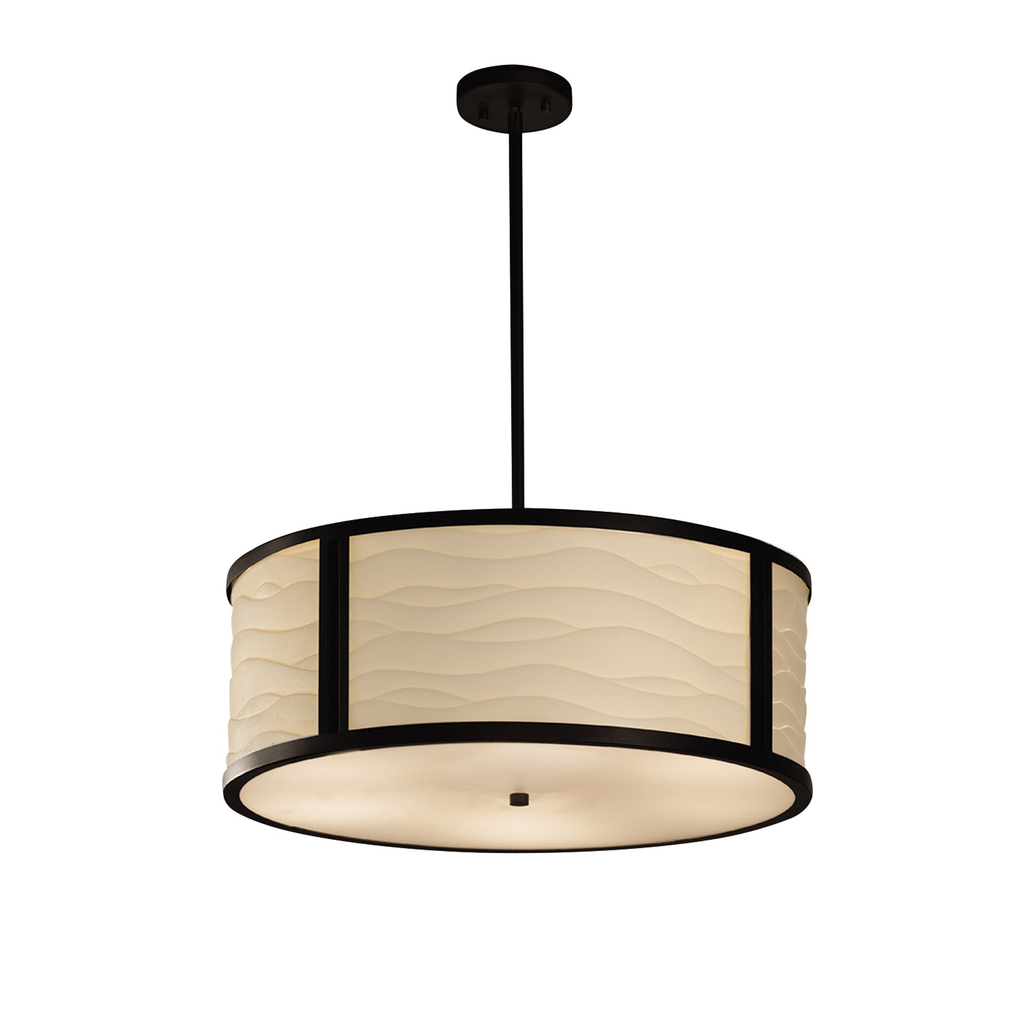 Justice Design Group PNA-9542-WA-MB-LED5 Porcelina 5-Light Matte Black Transitional Drum LED Hanging Pendant Light