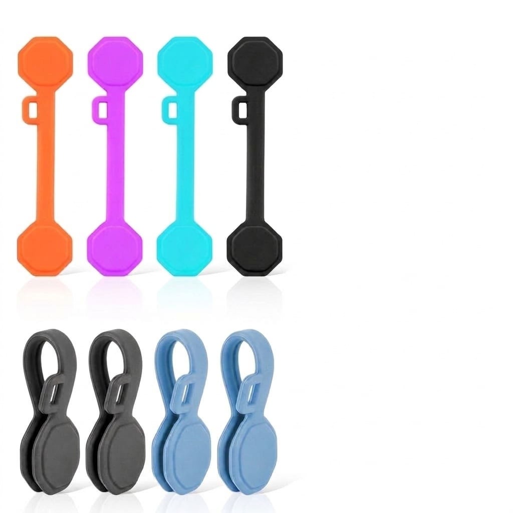 Aoibox  8 Piece Silicone Magnetic Cable Ties and Clips for Cord Management Reusable Snap Closure Organizers