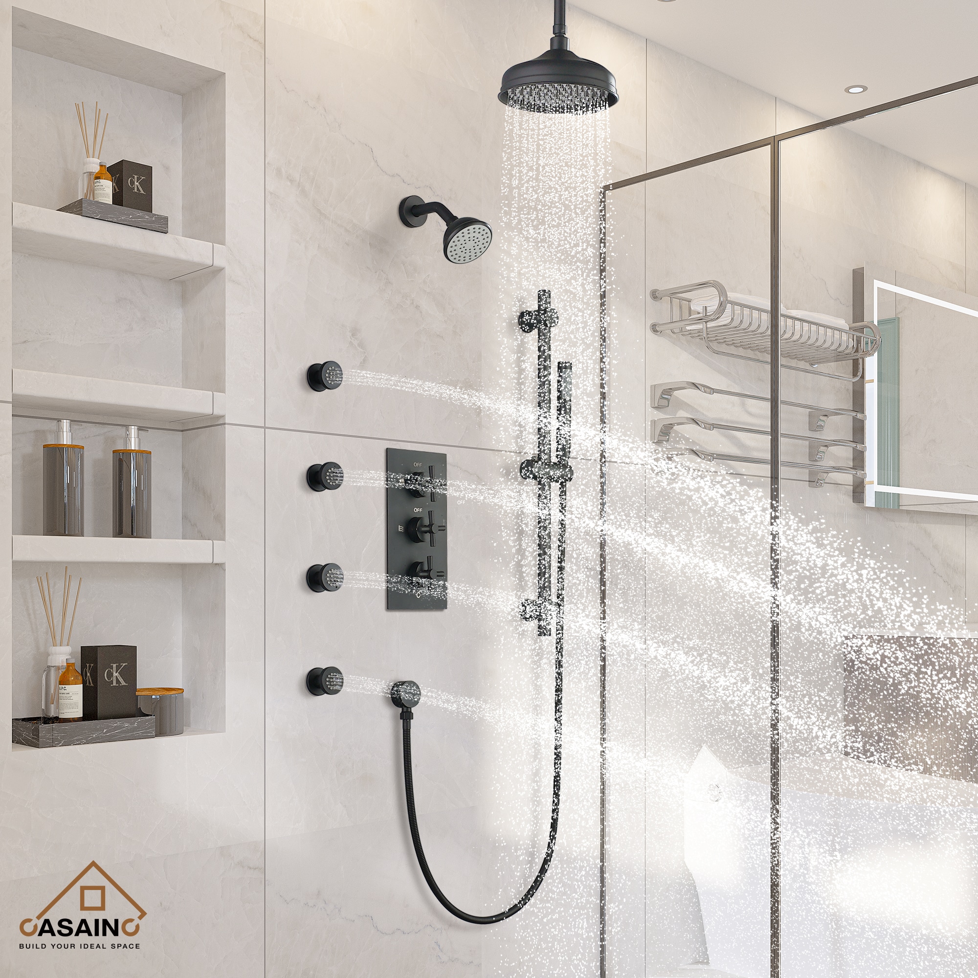 CASAINC CS3774-MB Showerhead-Bar-Panels - View #4