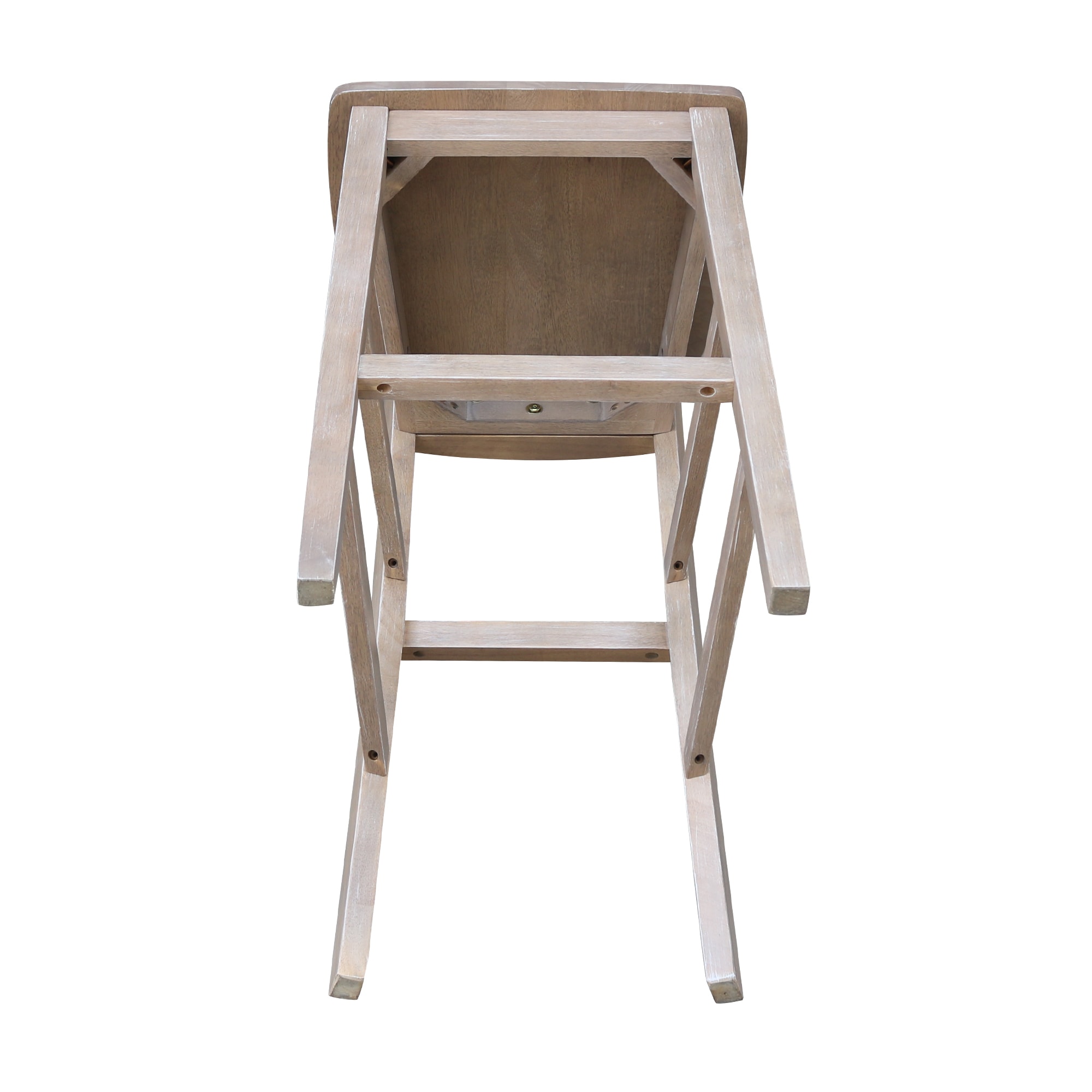 Elegant Washed Gray Taupe Solid Wood Bar Stool, 29.92" Seat Height