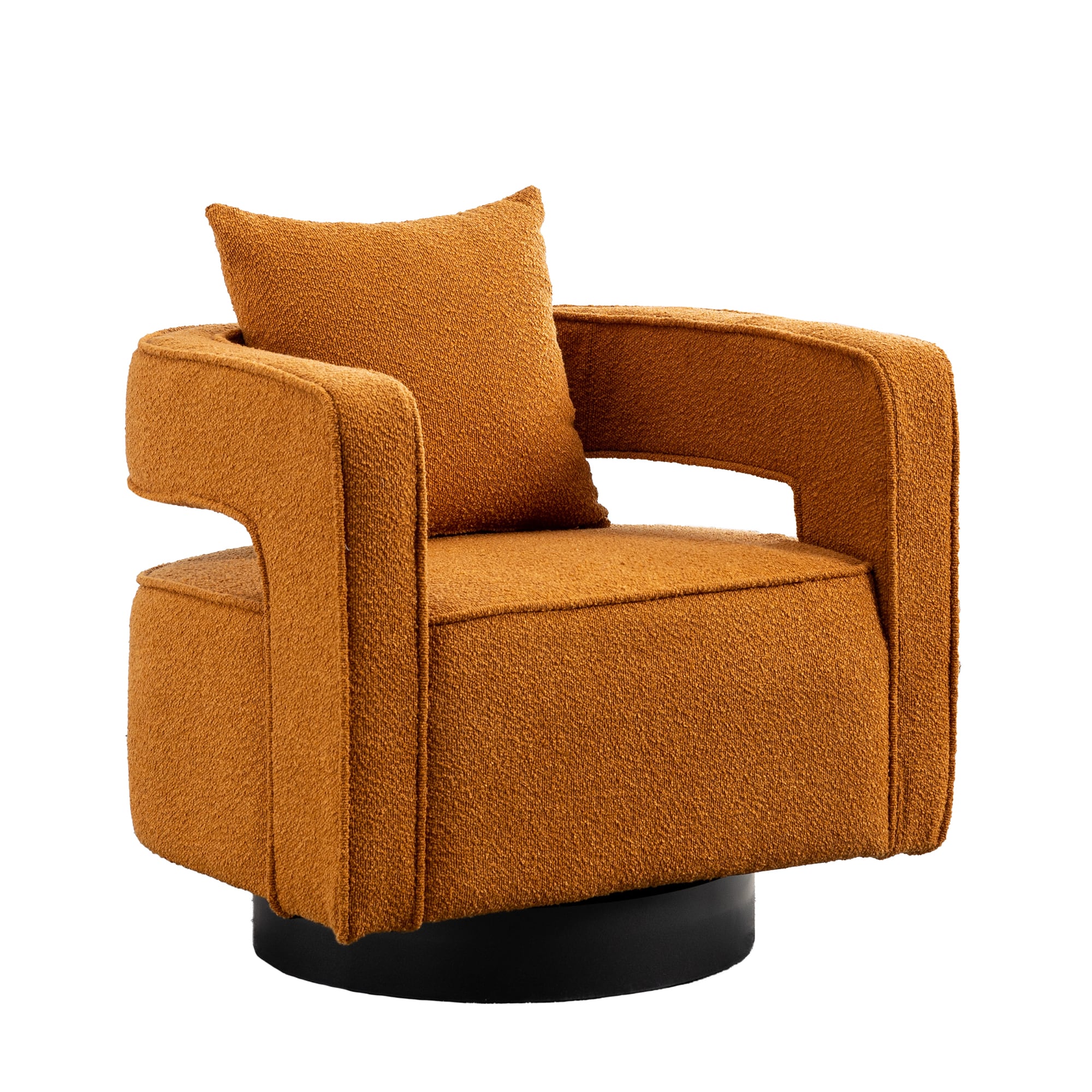 ModernLuxe L-W129882225 26-in W Modern Caramel Boucle Accent Armchair