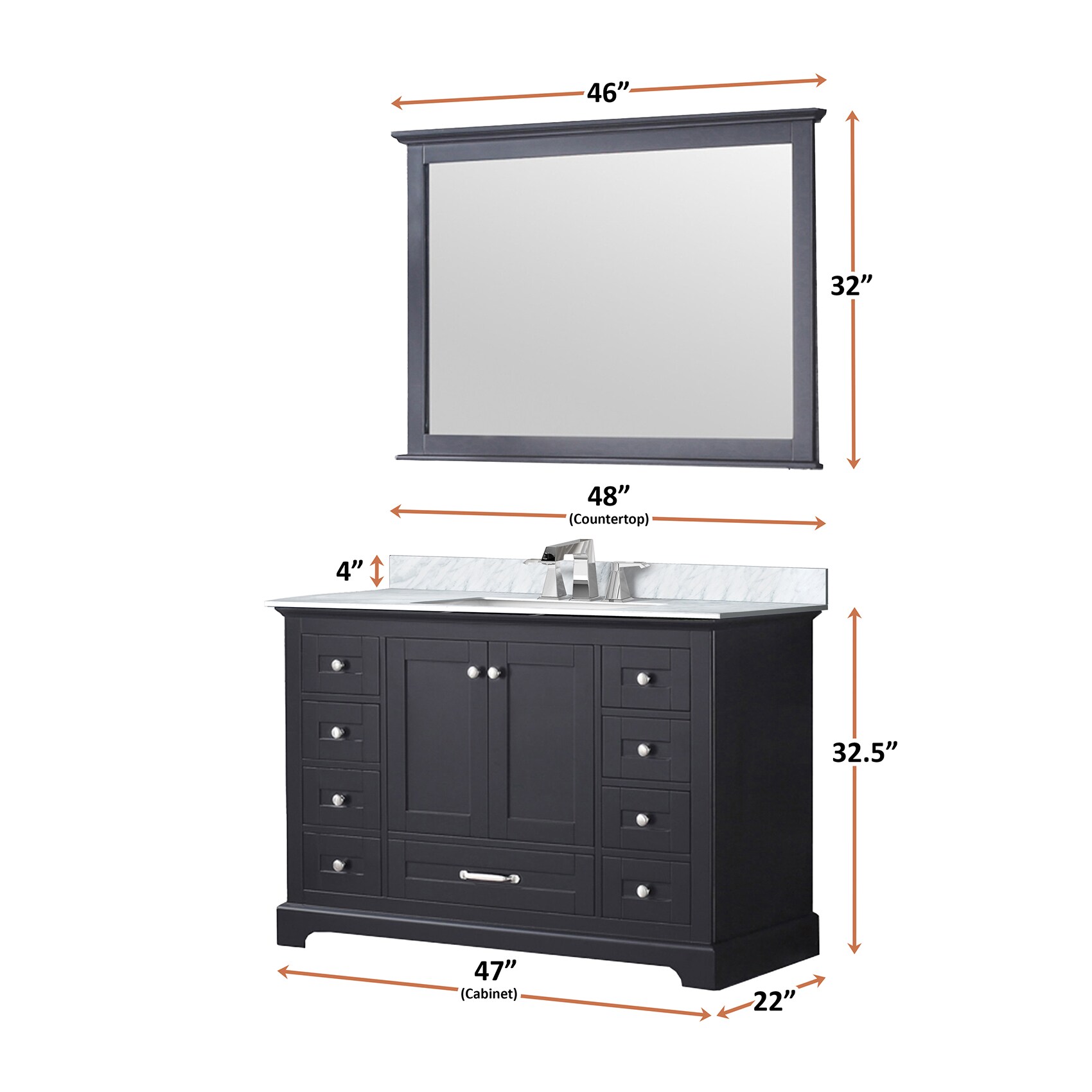 Dukes 48" Espresso Single Vanity with White Carrara Marble Top