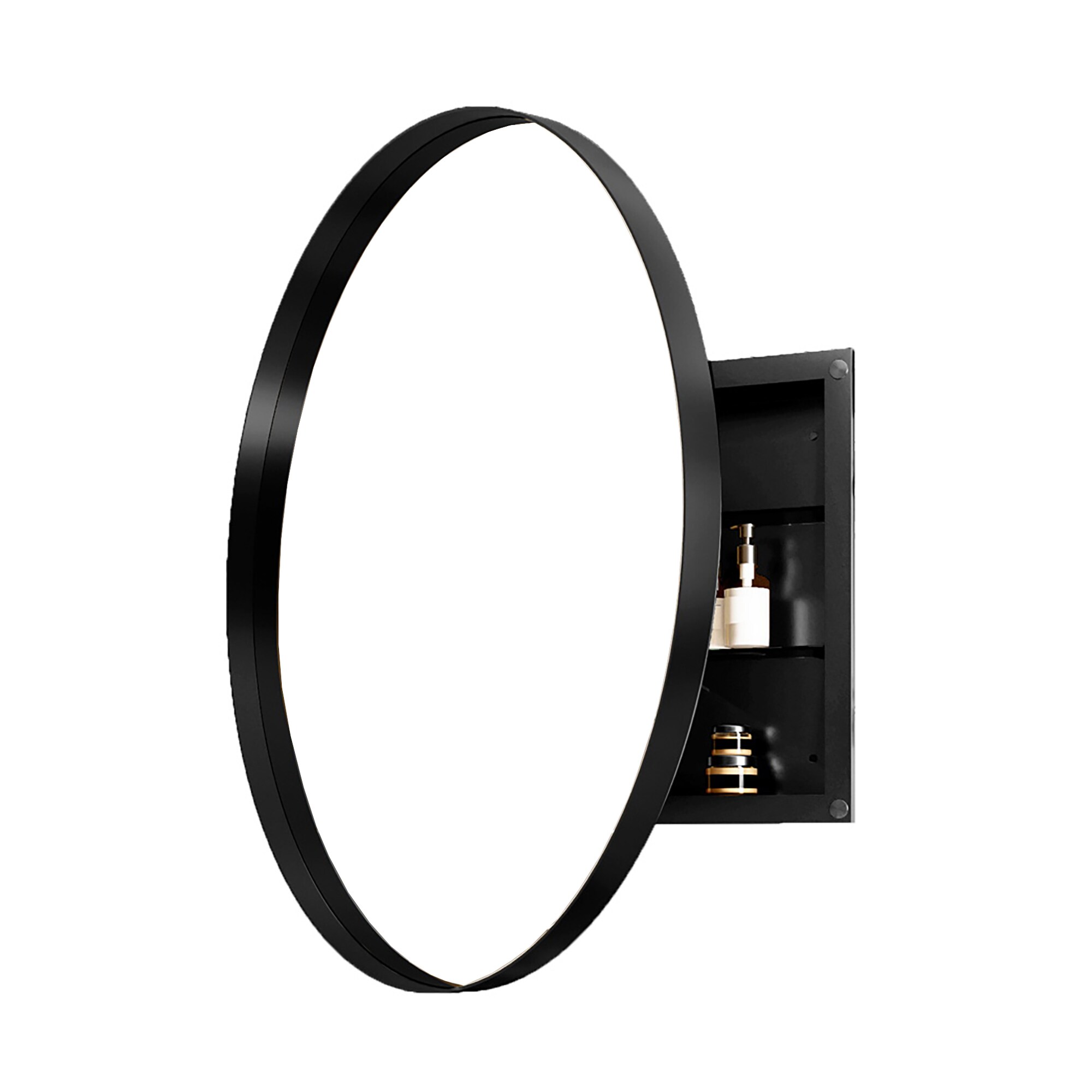 Bybafun YD5200024 31.5-Inches x 31.5-Inches Surface Mount Black Mirrored Round Soft Close Medicine Cabinet