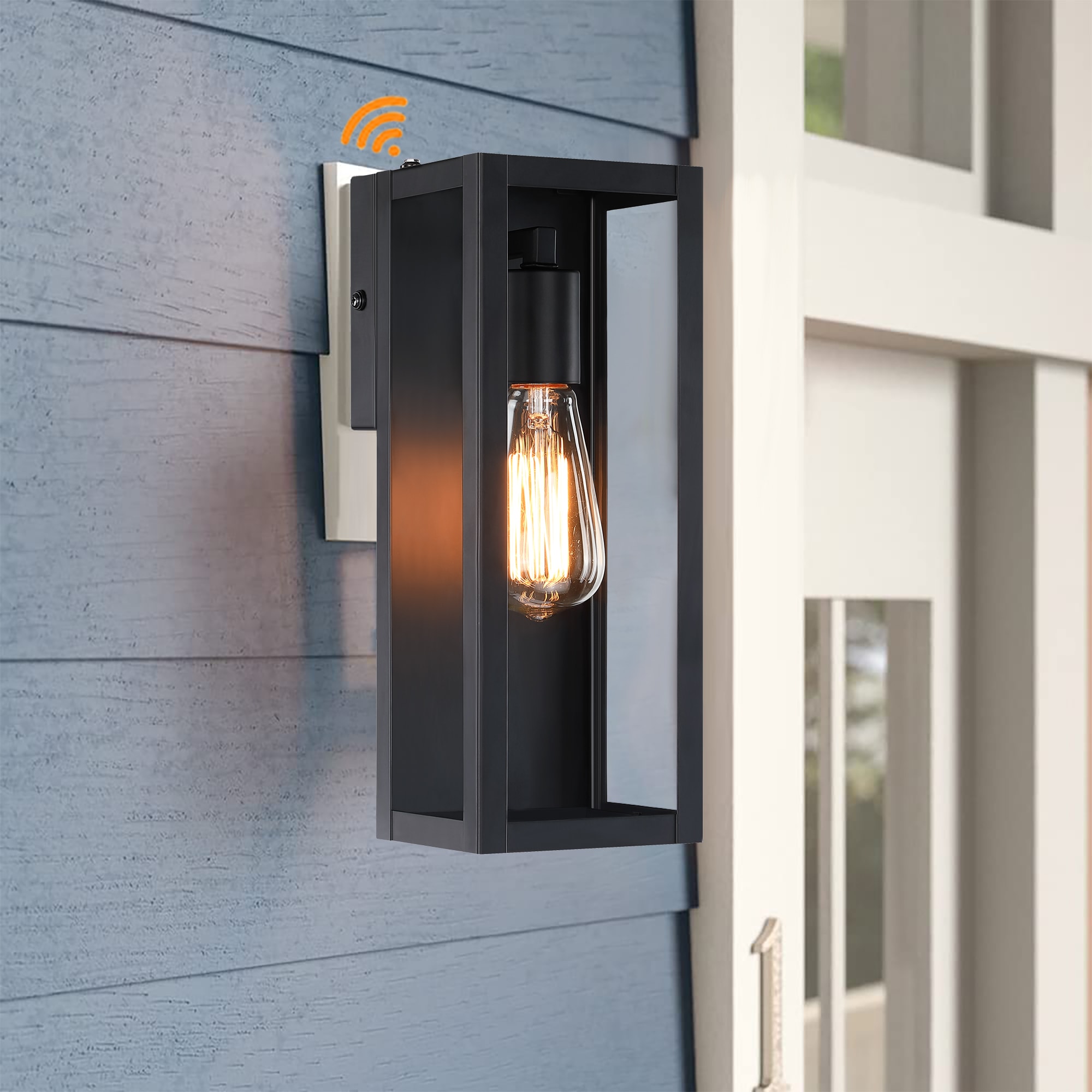 Hukoro 1-Light 13-in H Matte Black Dusk To Dawn Outdoor Wall Light ...