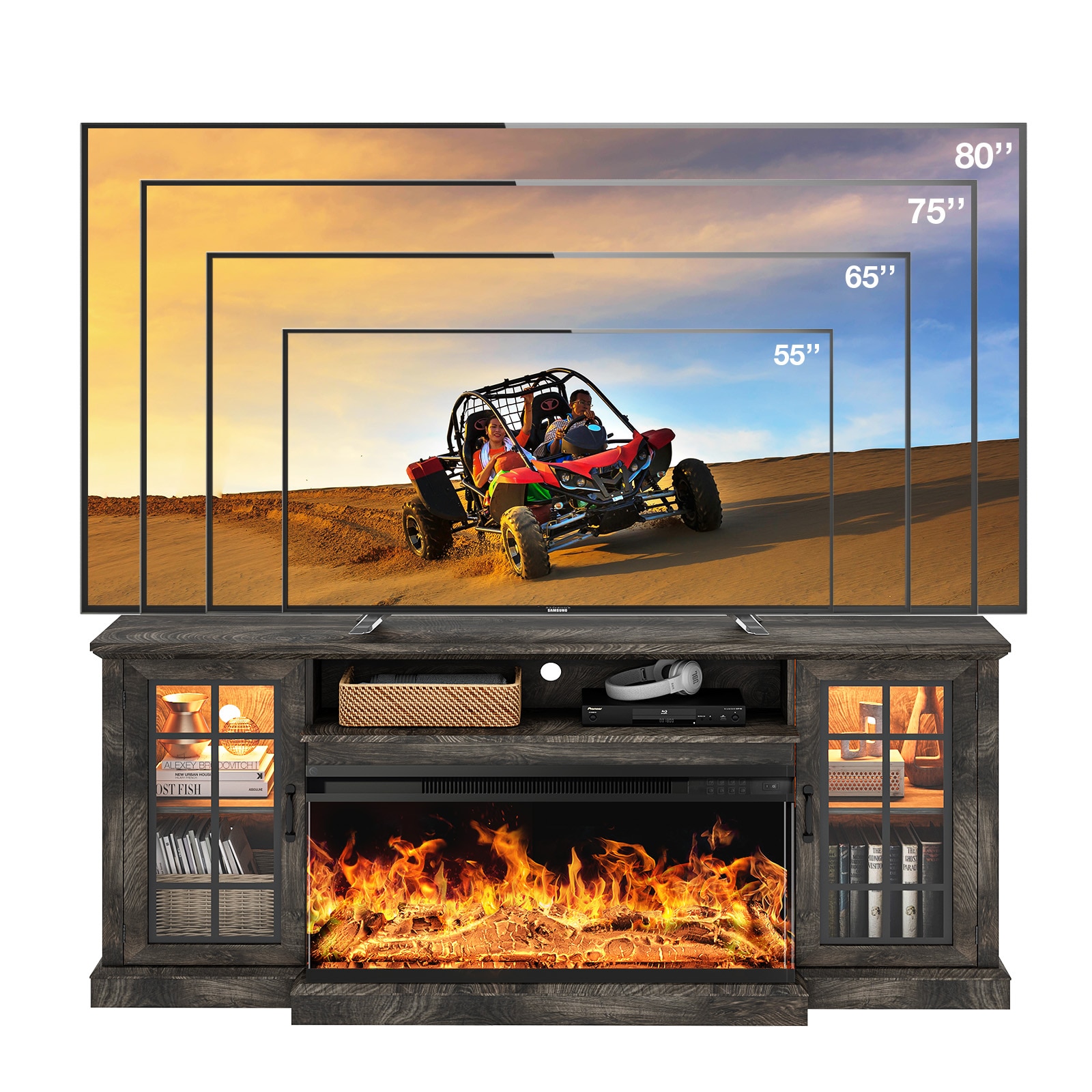 AOXUN H21033GR+H20023 Electric-Fireplaces - View #8