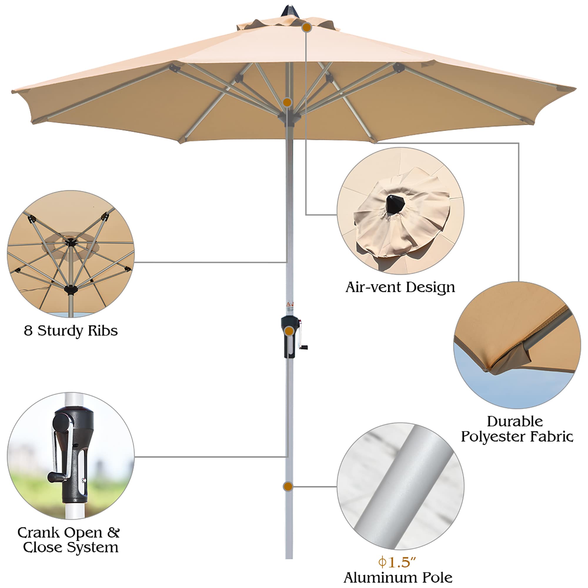 Costway OP70379BE Umbrellas-2 - View #3