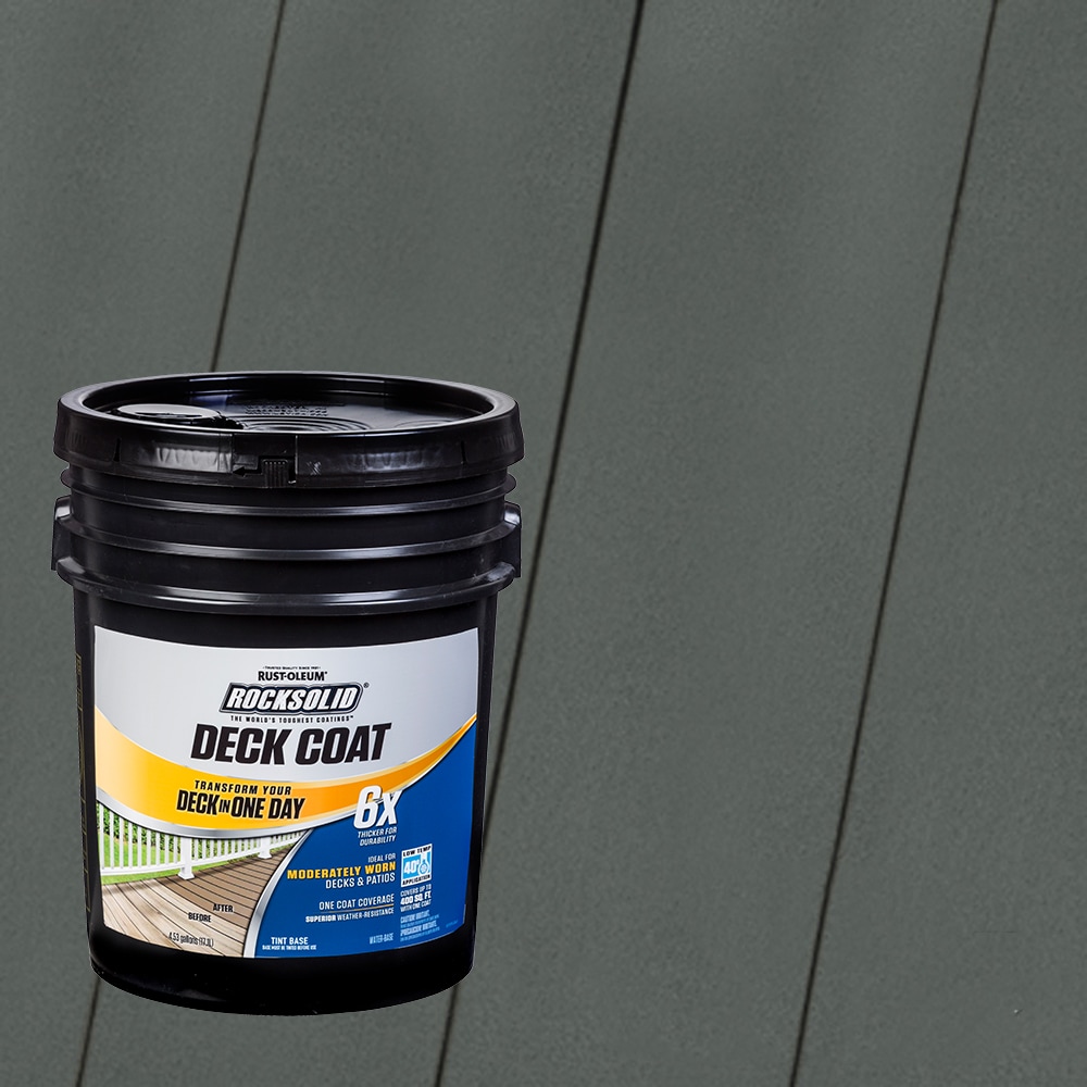 Rust-Oleum 319711T RockSolid 6X Deck Coat Pre-Tinted Pewter Solid Exterior Wood Stain and Sealer in One ( 5-gallon )