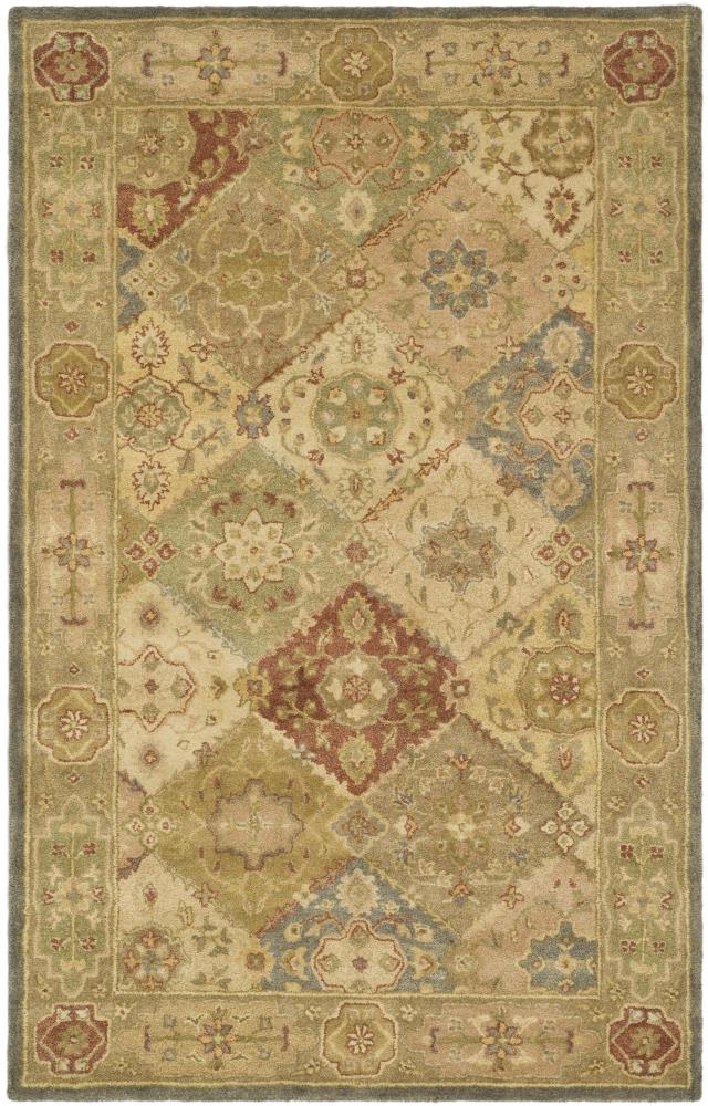 Safavieh AT316A-5 Antiquity Karaja 5 x 8 (ft) Tufted Wool Multi/Beige Rectangular Indoor Floral/Botanical Vintage Area rug