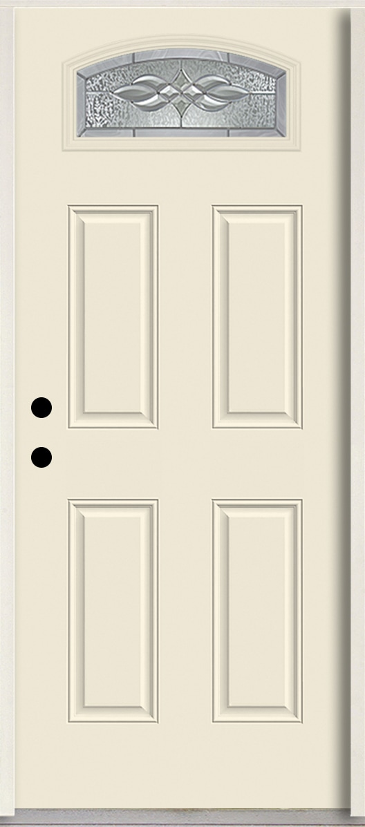 RELIABILT LO963807 Hampton 36-in x 80-in x 4-5/8-in Fiberglass 1/4 lite Right-hand inswing Bisque Paint Painted Prehung Front Door Insulating core