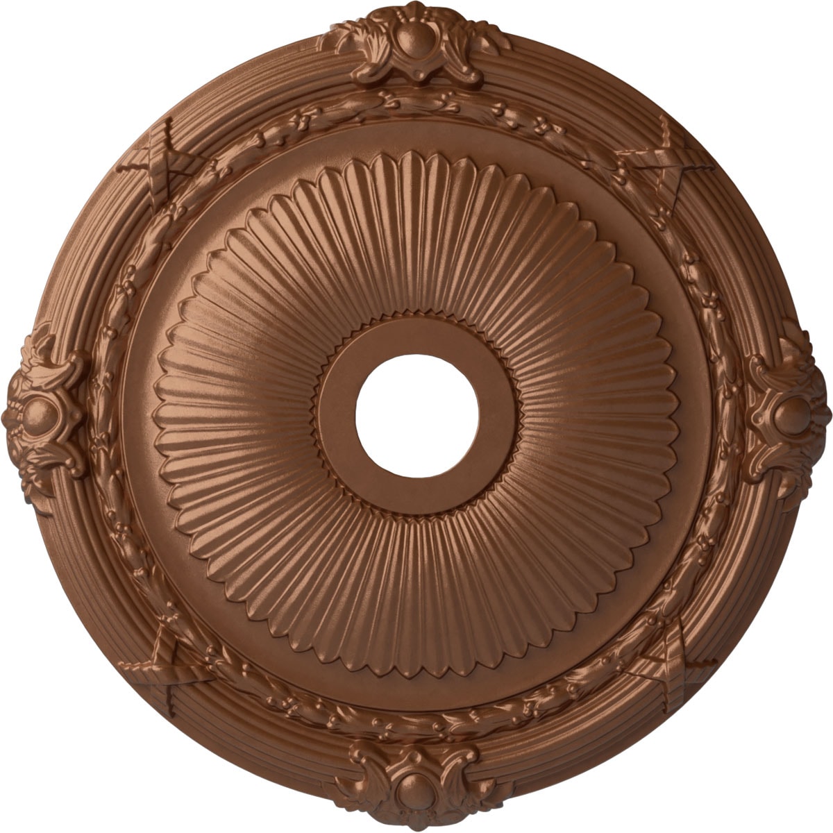 Ekena Millwork CM27HEPOS Heaton 27.5-in W x 27.5-in L Painted Polished Copper Polyurethane Whole Ceiling Medallion