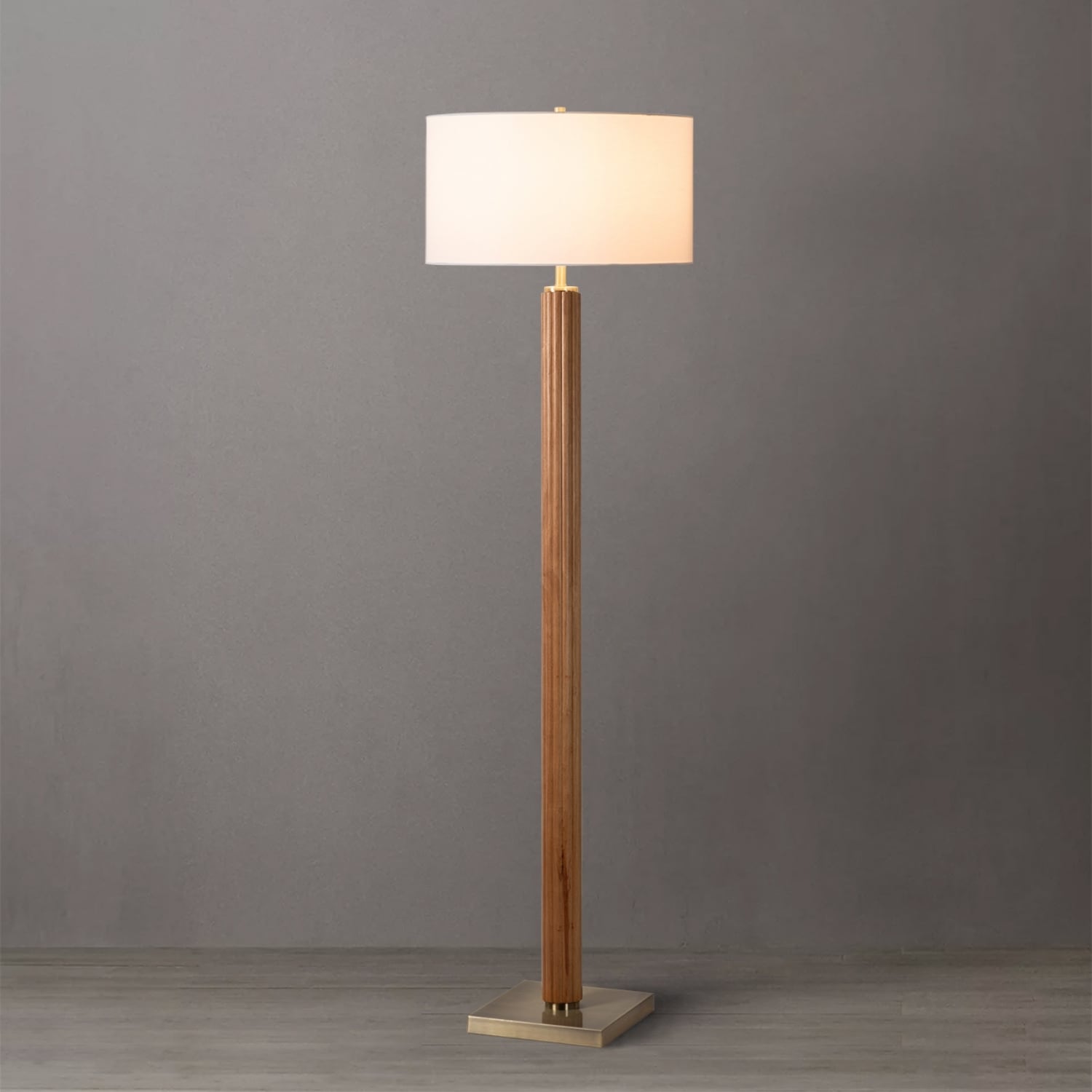 NOVA of California 2010832LW TAMBO 62-in Natural Ash Wood Finish, Weathered Brass Shaded floor lamp Floor Lamp with No shade Shade