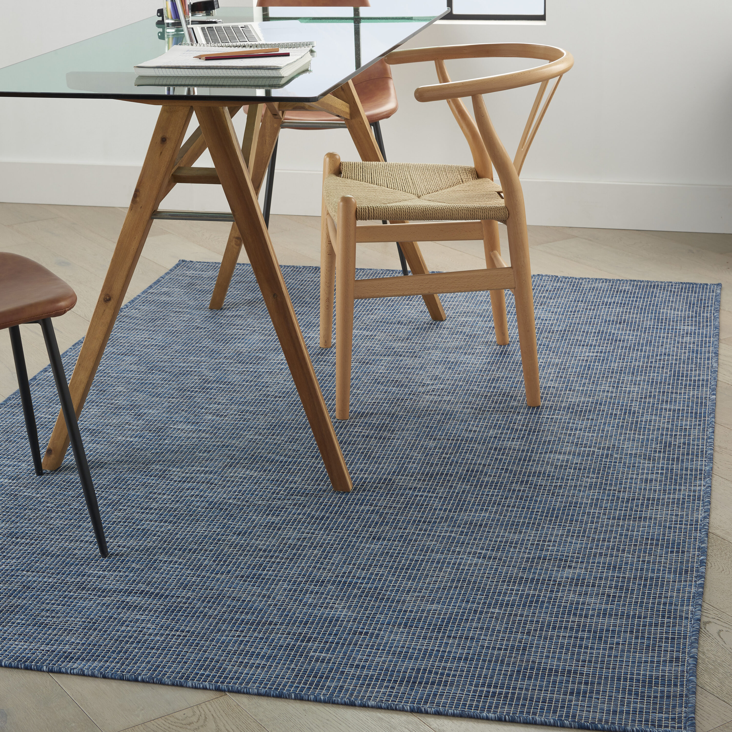 Nourison 99446792082 Positano 4 x 6 (ft) Loomed Polypropylene Navy Blue Rectangular Indoor/Outdoor Solid Area rug