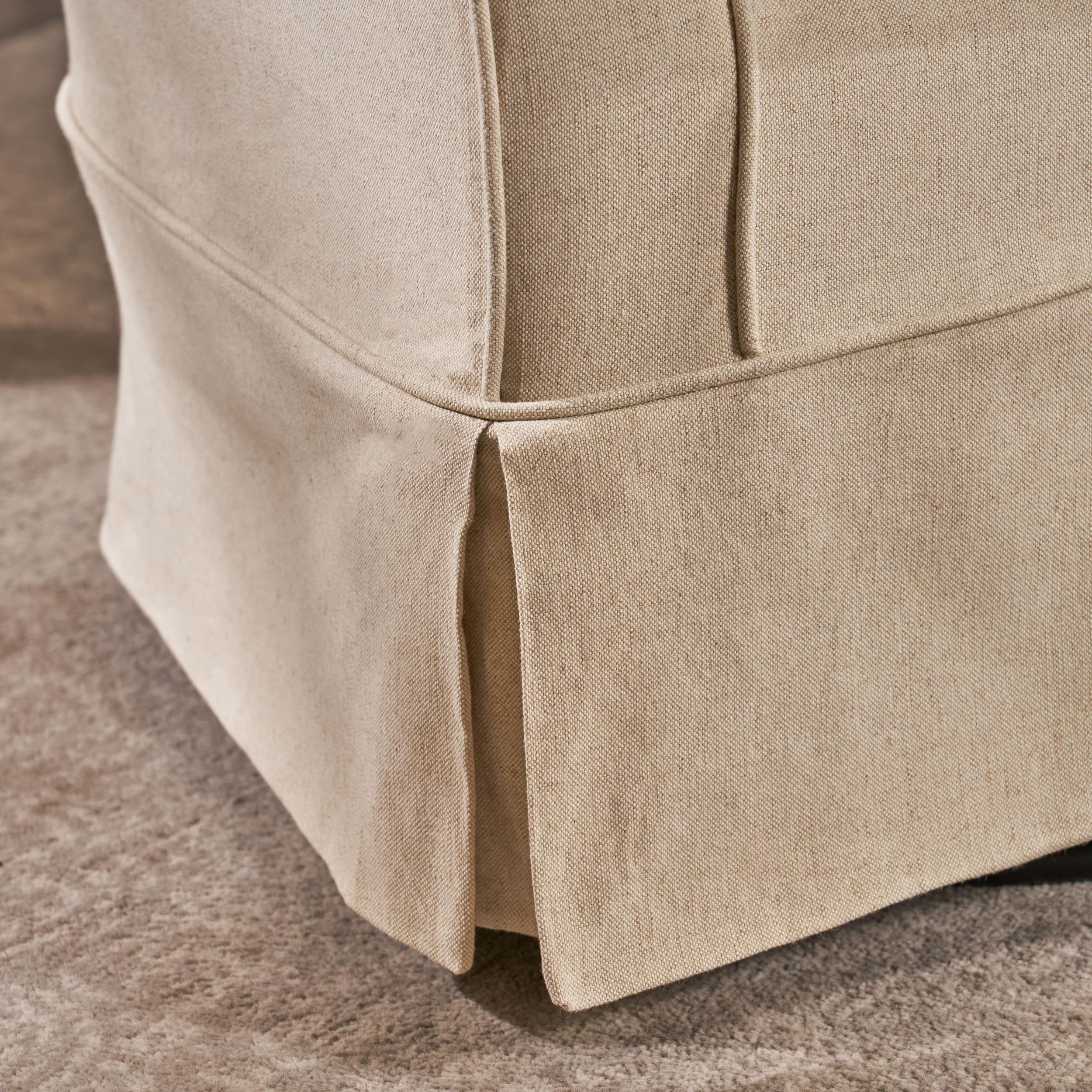 Natural Fabric Barrel Swivel Club Chair with Metal Base