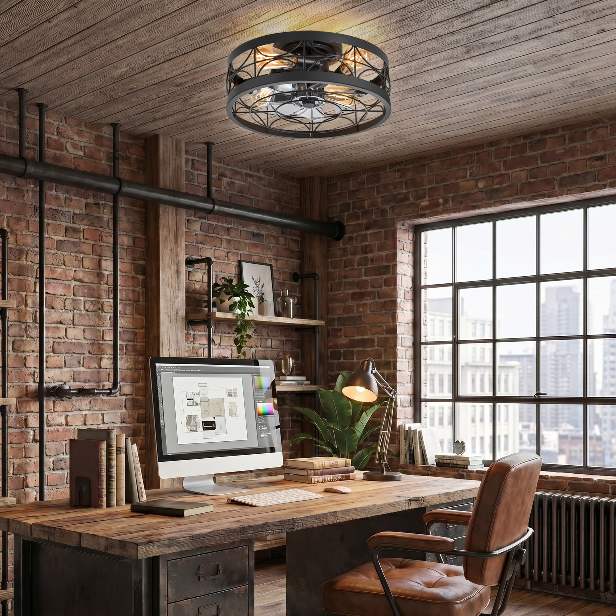 Breezary Vintage Rustic 17-in Black with Smoked ABS Blades Flush