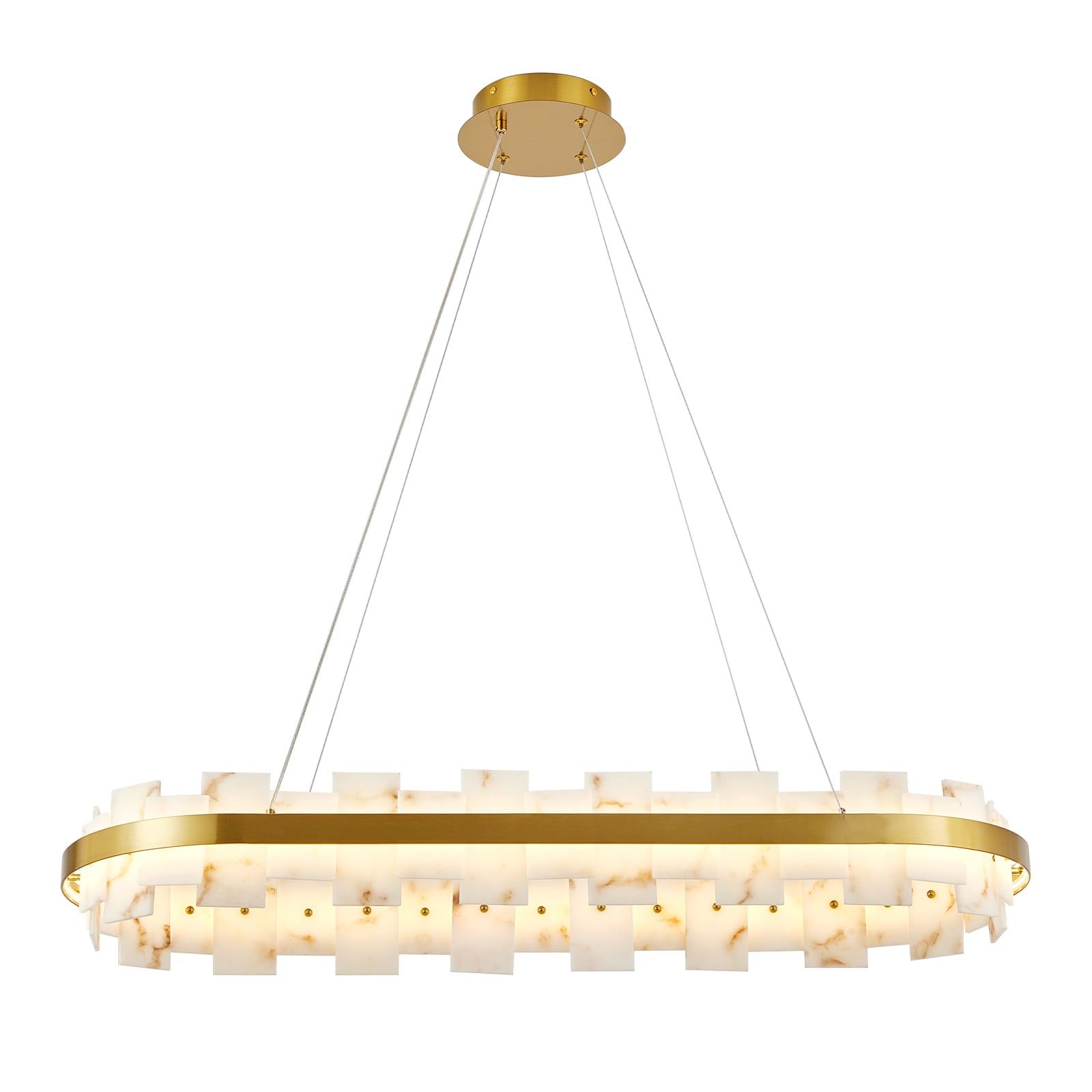 Taoi Fxio - Alabaster Rectangle Chandelier Natural Spanish Stone Texture Chandeliers 46.8 Adjusta...