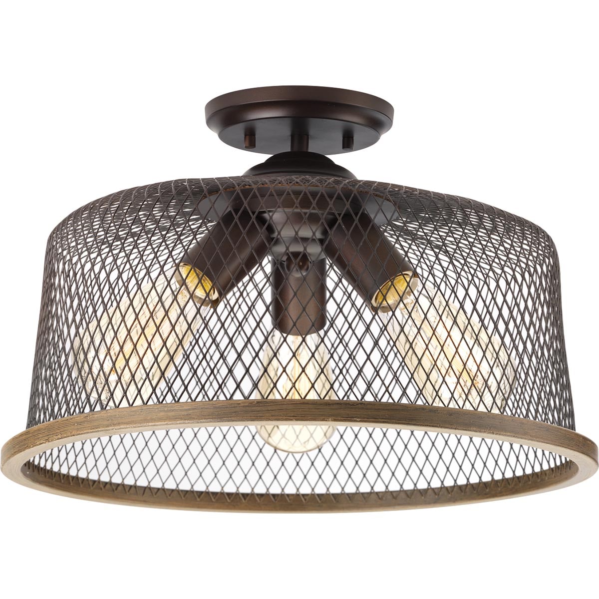 Progress Lighting P350091-020 Tilley 3 -Light 16-in Antique Bronze Semi Flush Mount Light
