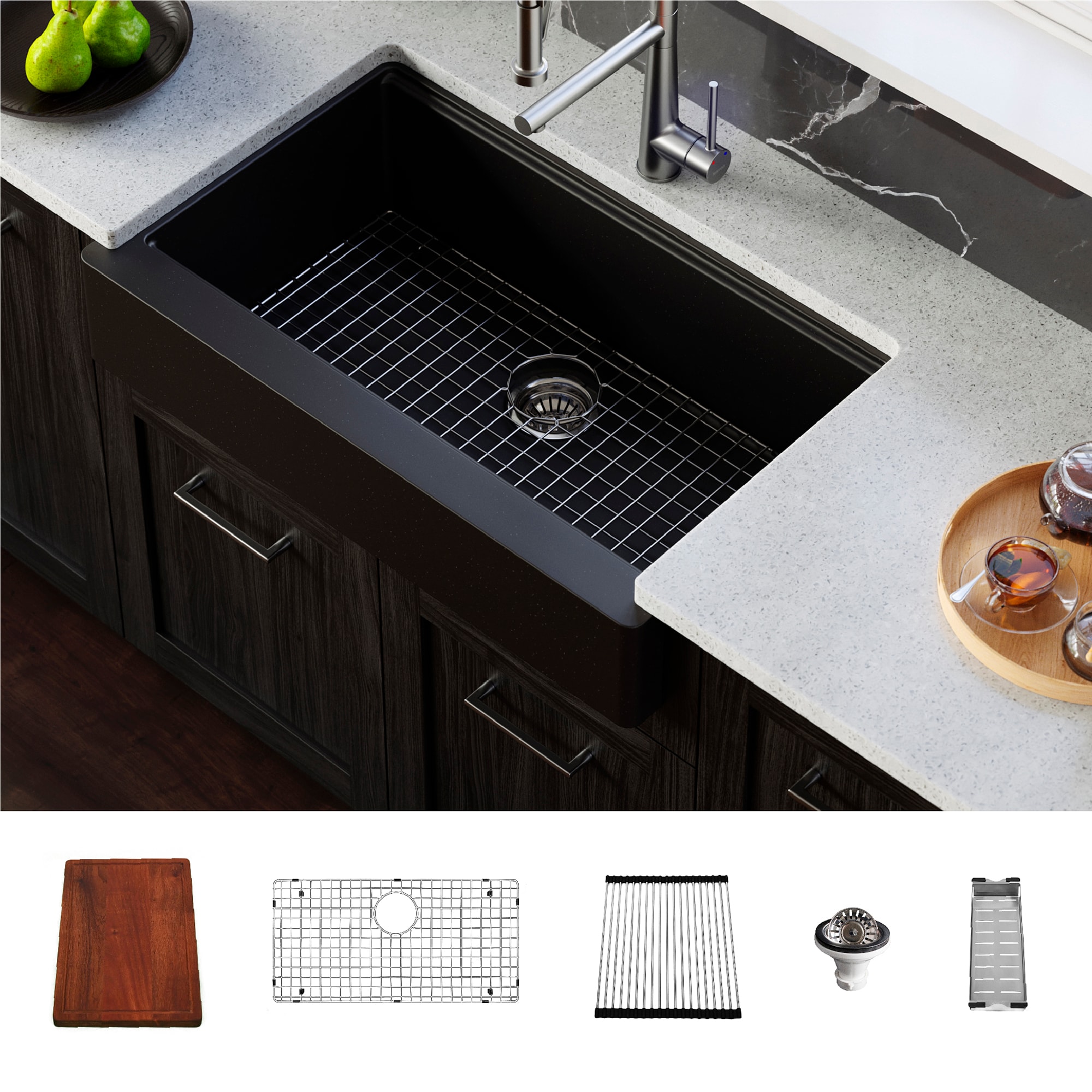 Karran Kitchen Sink Decorative Disposal Flange - Black QDFBL